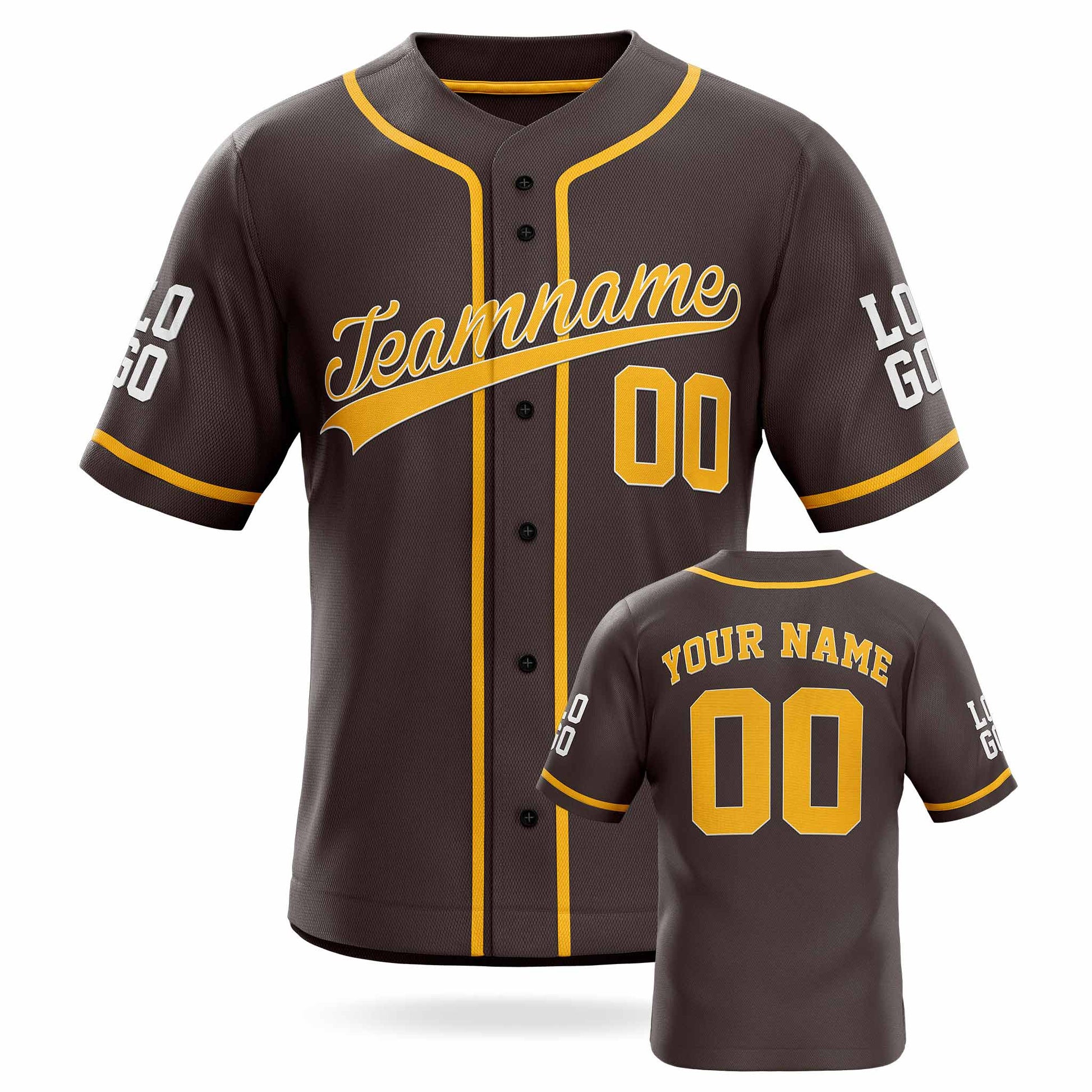 Custom Baseball Jersey Brown and Yellow - Design Your Own