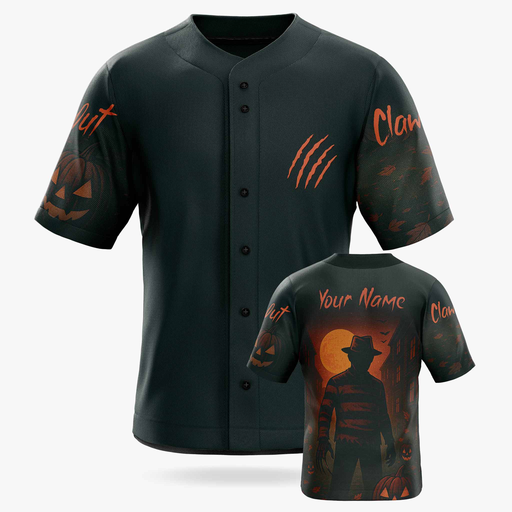 Custom Halloween Baseball Jersey - Horror Movie Design Claw Out - Add Your Name