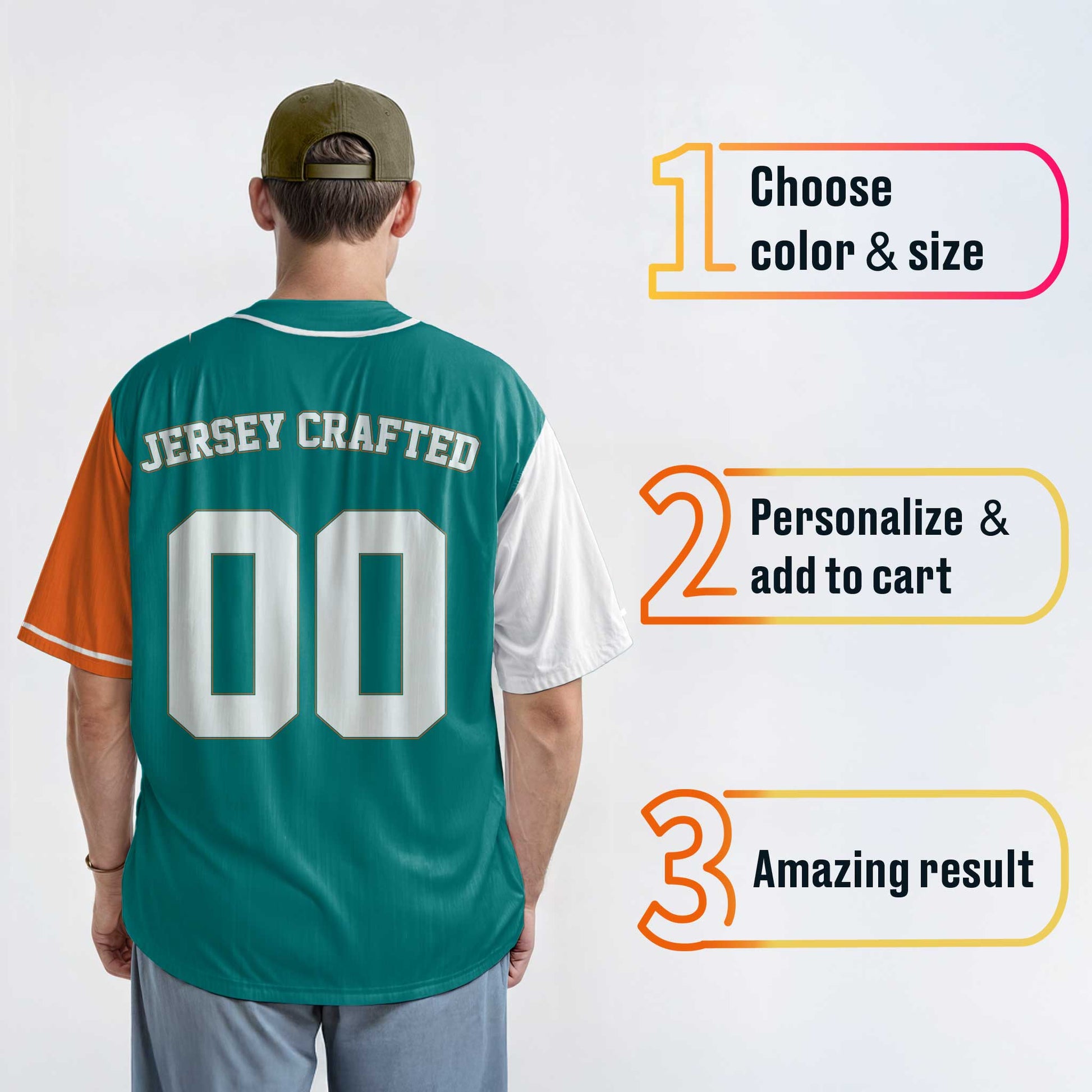 Custom Baseball Jersey Aqua White and Orange With Piping - Design Your Own