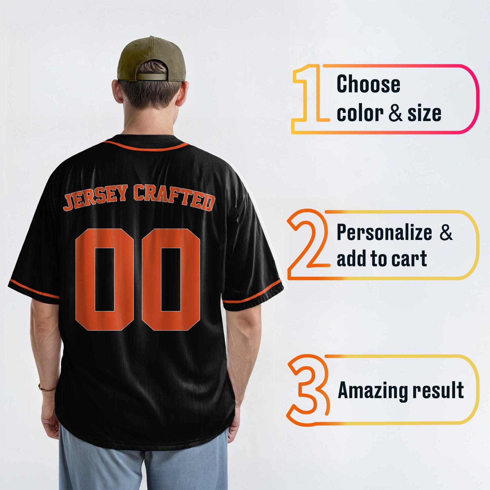 Custom Baseball Jersey Black and Orange - Design Your Own