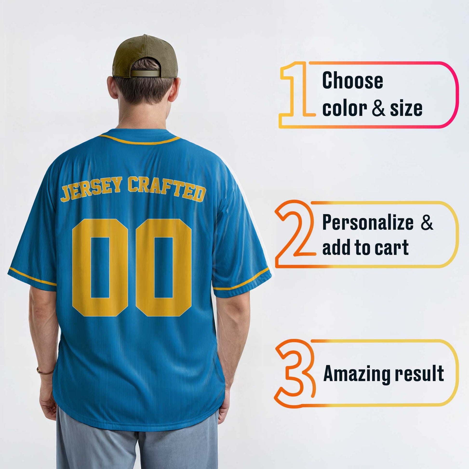 Custom Baseball Jersey Blue and Yellow with Piping - Design Your Own