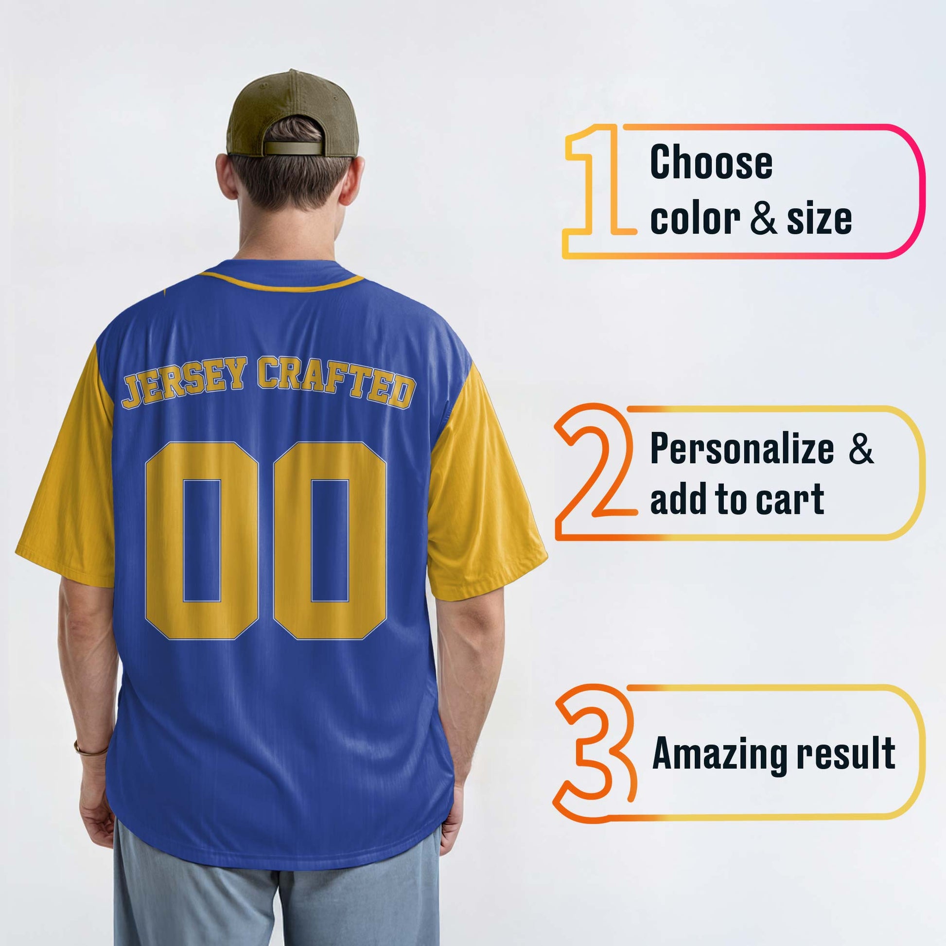 Custom Baseball Jersey Blue and Yellow With Piping - Design Your Own