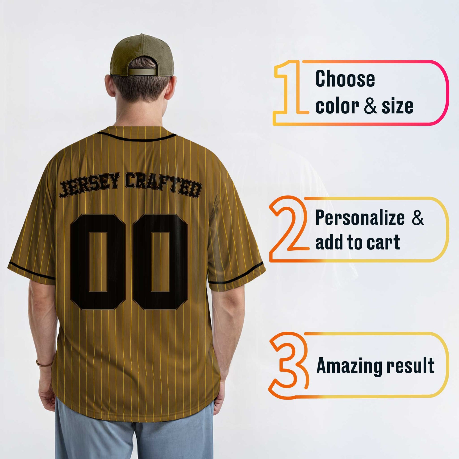 Custom Pinstripe Baseball Jersey Bronze and Black With Piping - Design Your Own