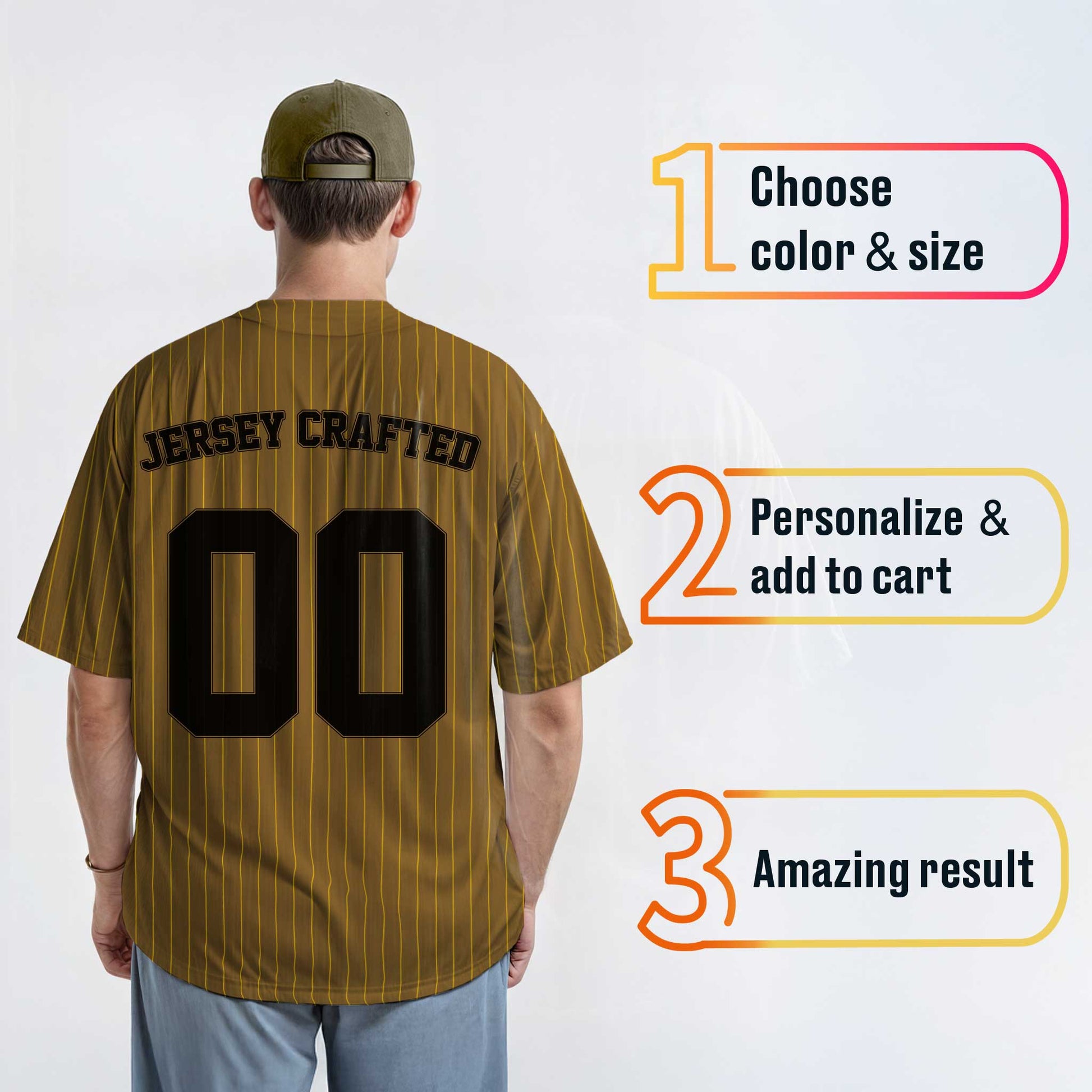 Custom Pinstripe Baseball Jersey Bronze and Black - Design Your Own