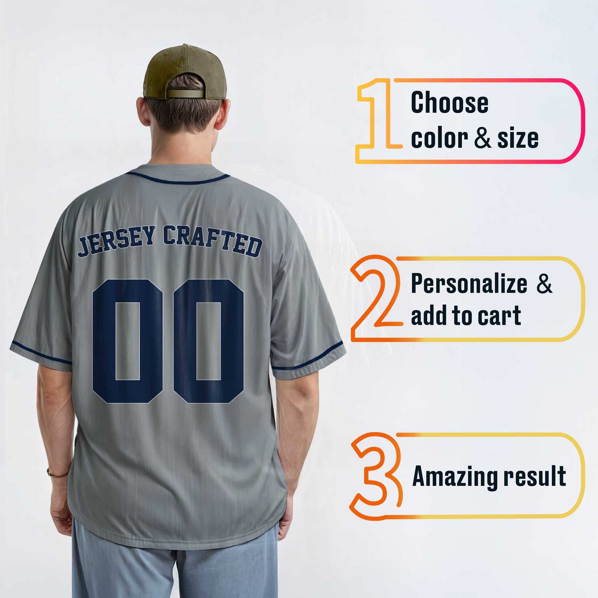 Custom Baseball Jersey Gray and Navy - Design Your Own