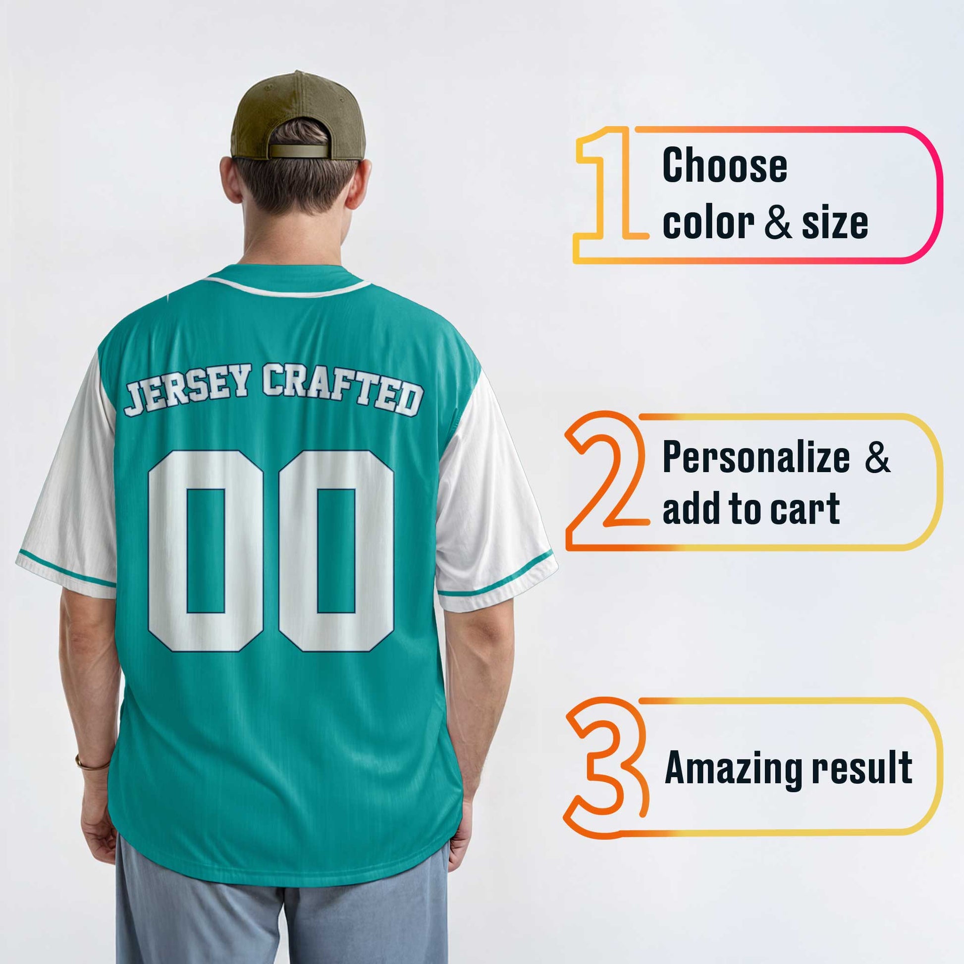 Custom Baseball Jersey Light Aqua and White With Piping - Design Your Own