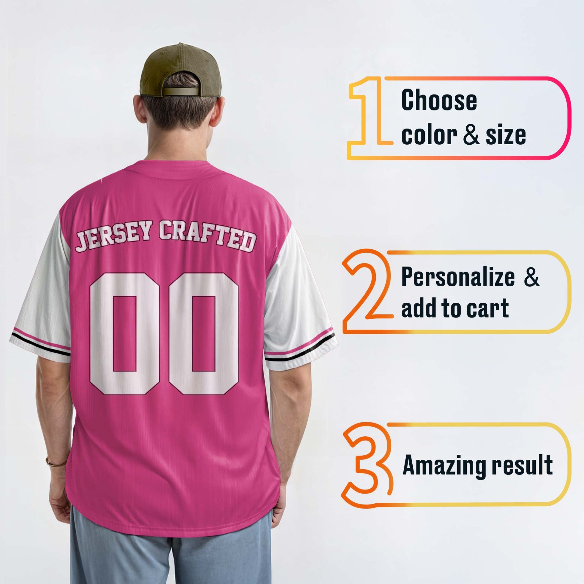 Custom Baseball Jersey Pink White and Black - Design Your Own