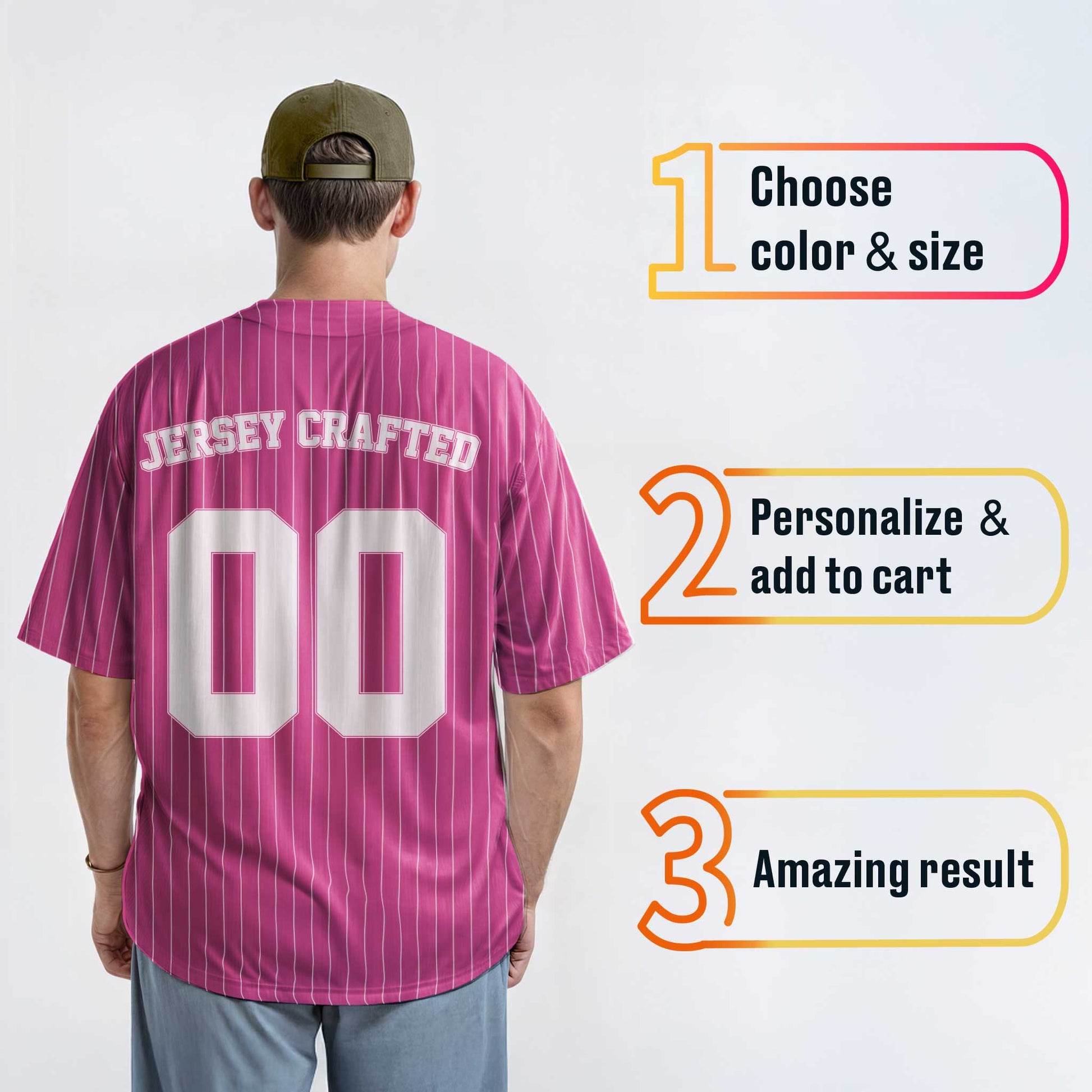 Custom Pinstripe Baseball Jersey Pink and White - Design Your Own