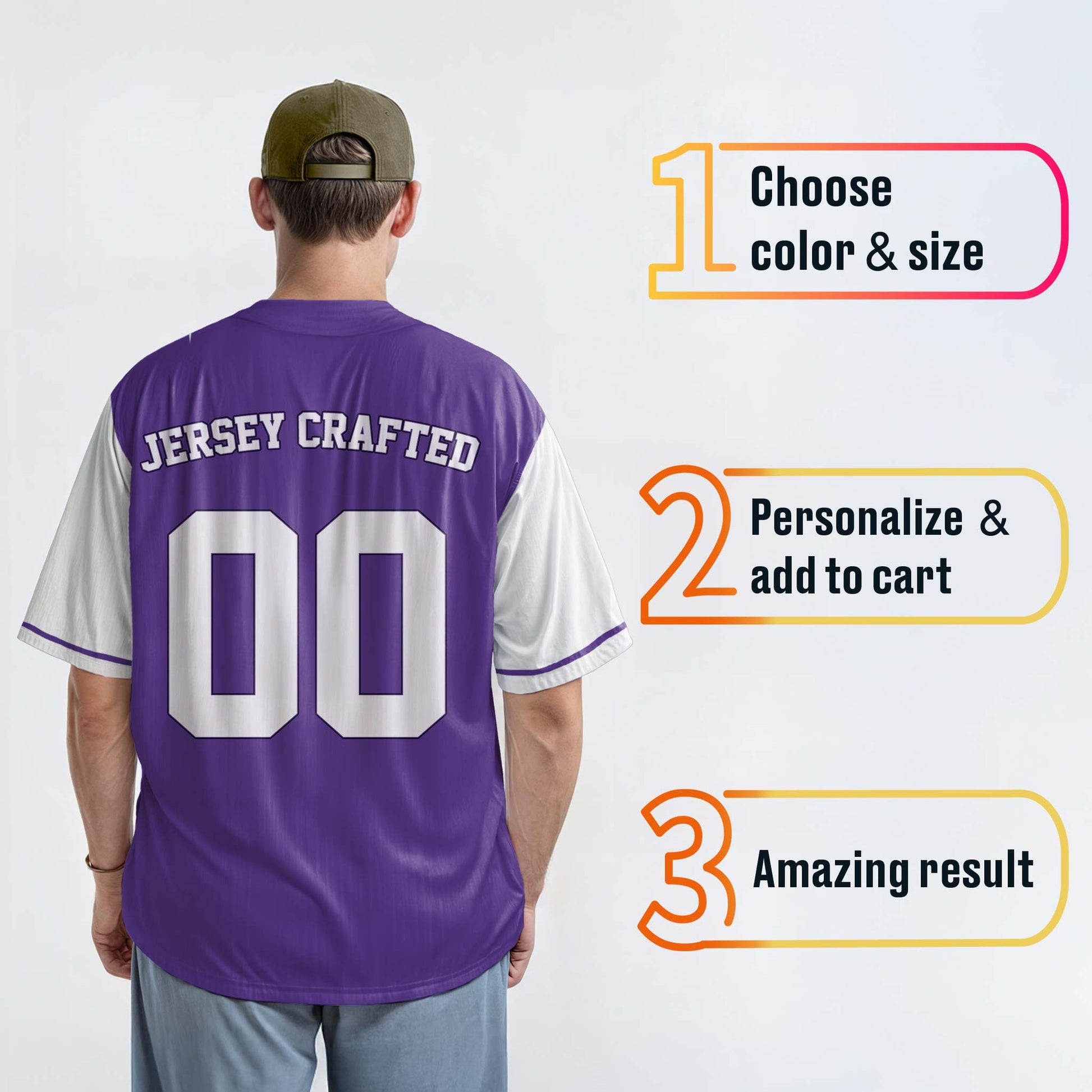Custom Baseball Jersey Purple and White - Design Your Own