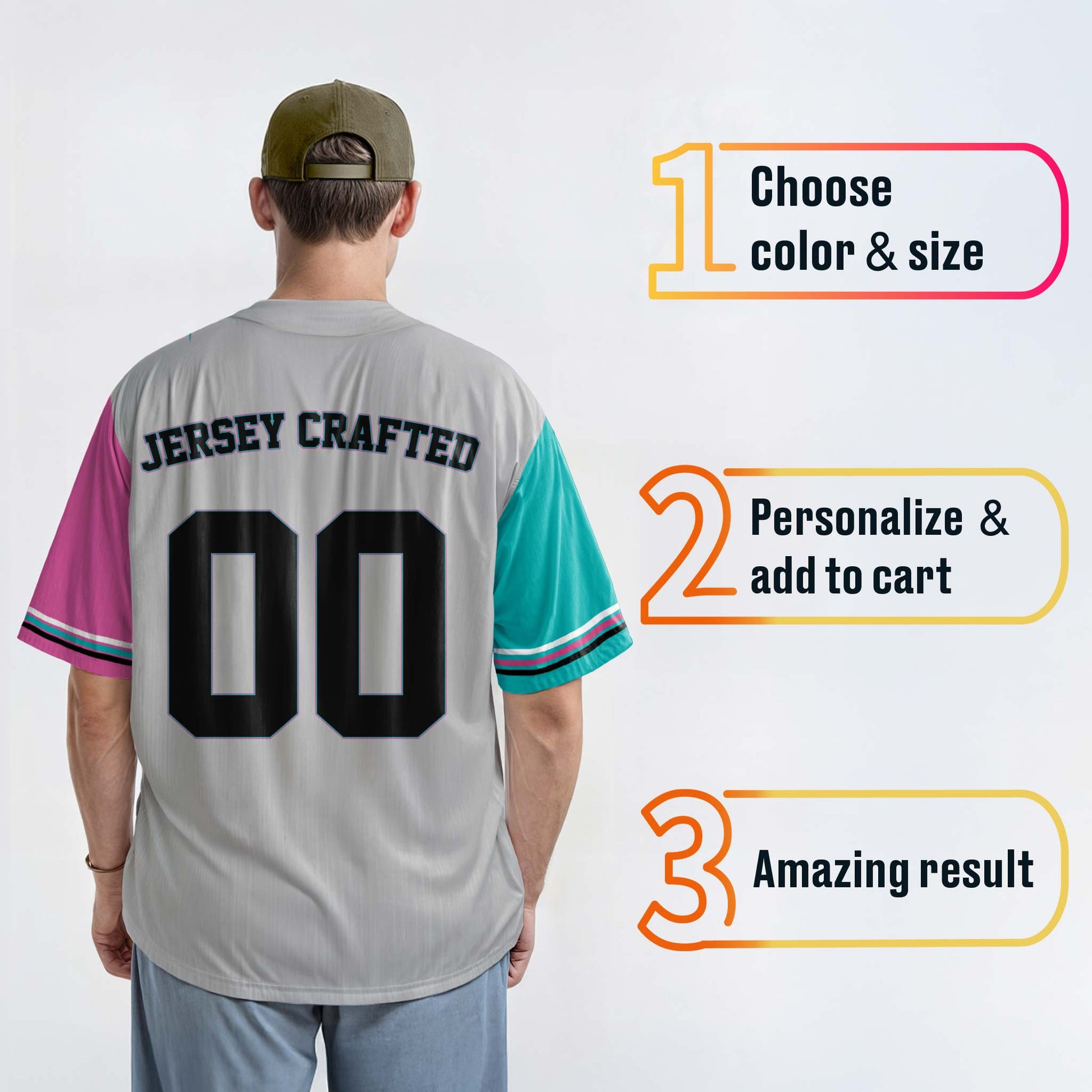 Custom Baseball Jersey Silver Aqua Pink and Black - Design Your Own