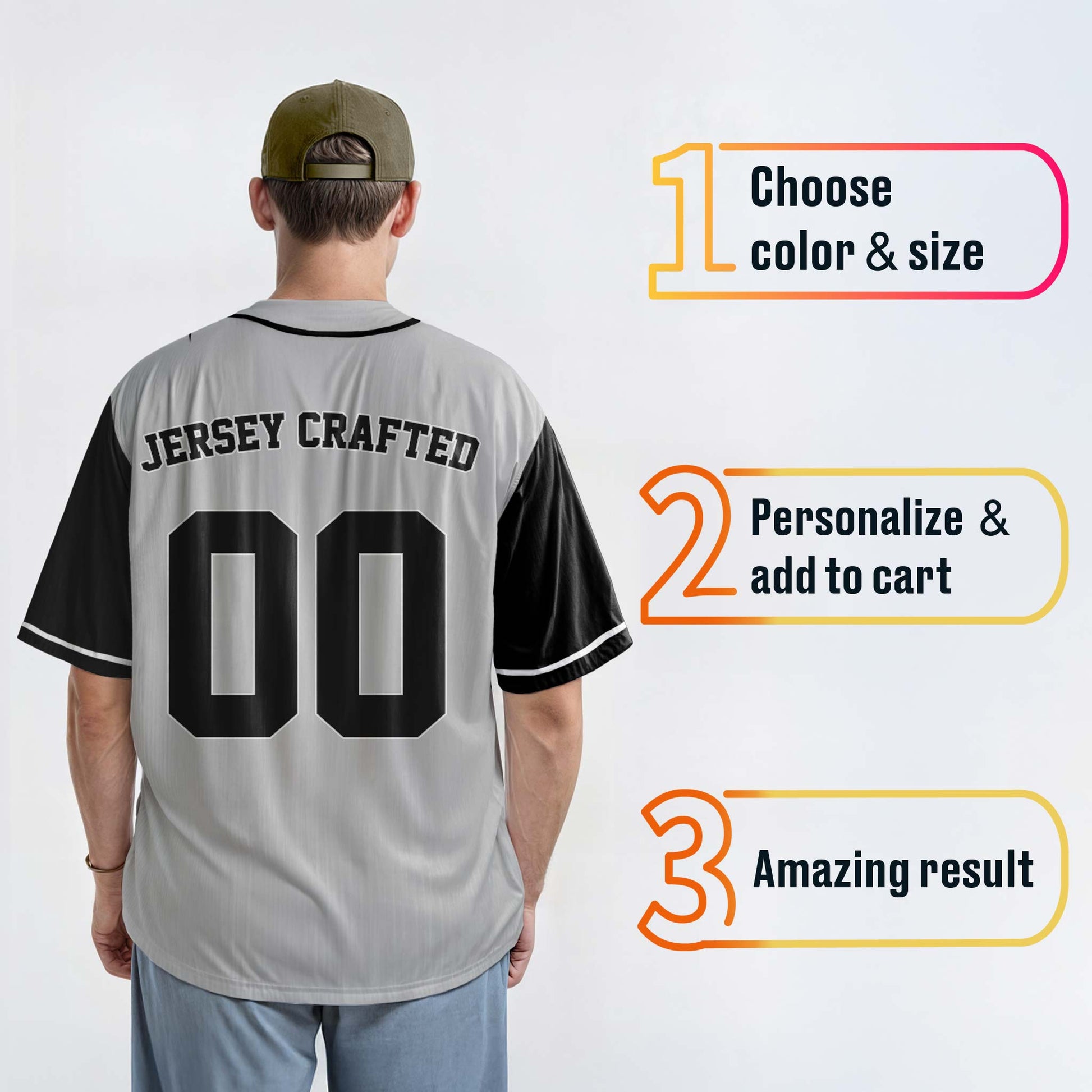Custom Baseball Jersey Silver Black and White With Piping - Design Your Own