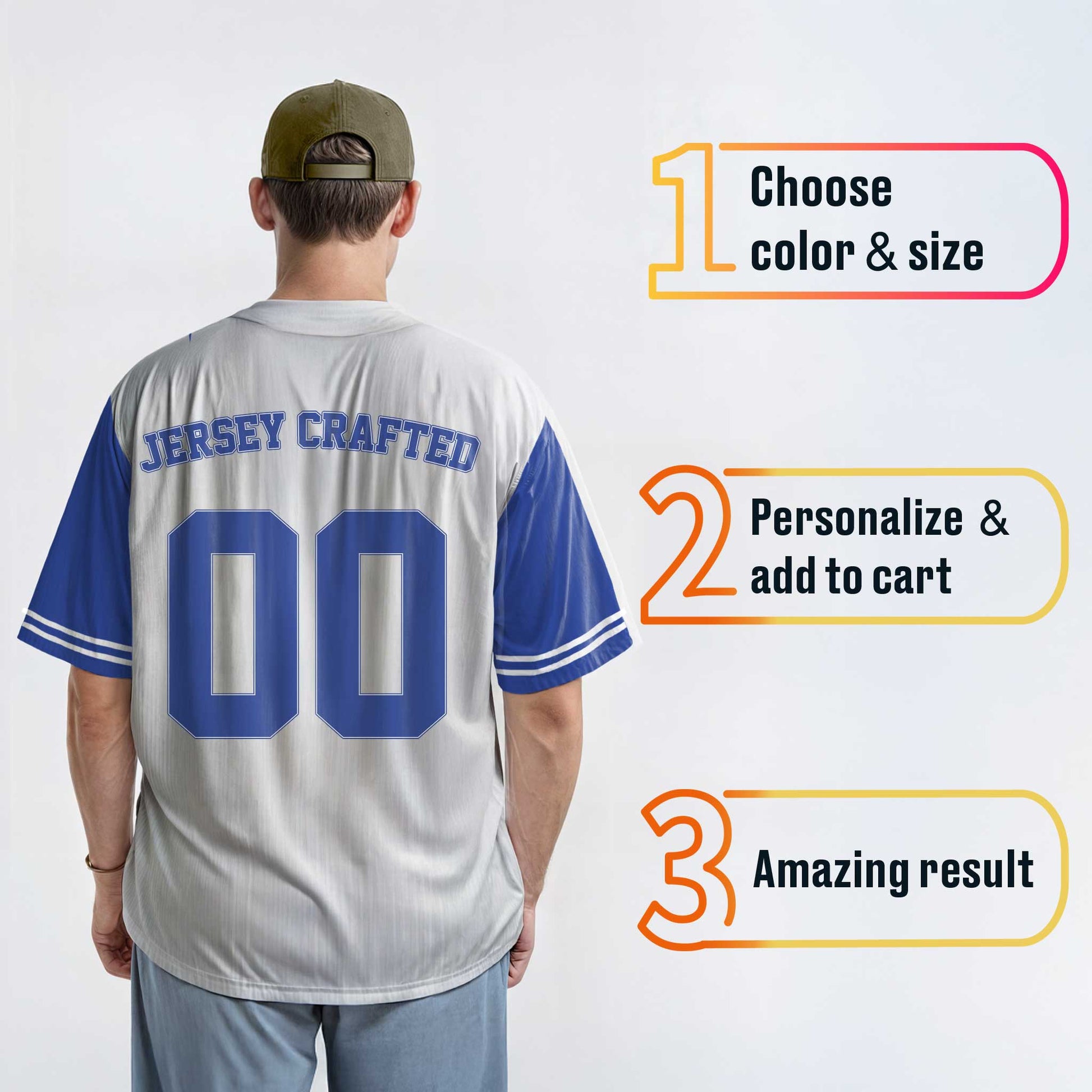 Custom Baseball Jersey White and Blue - Design Your Own Jersey