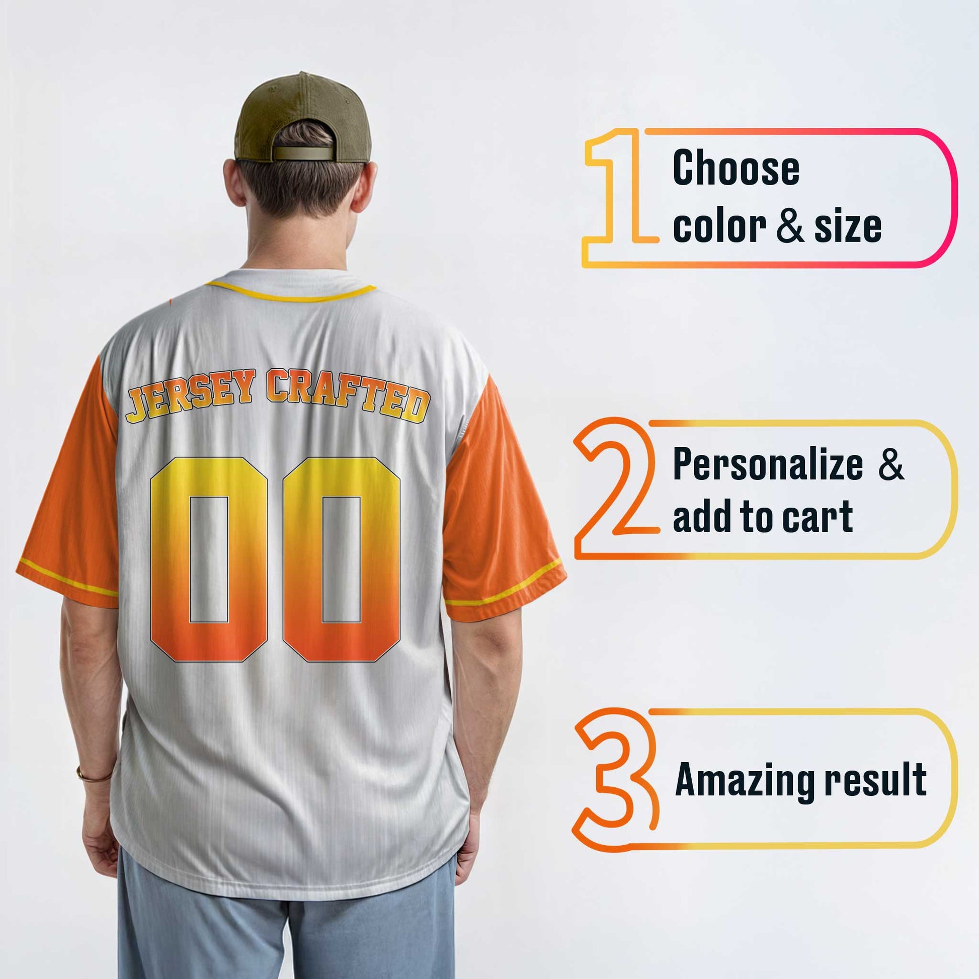 Custom Baseball Jersey White Gold and Orange With Piping - Design Your Own