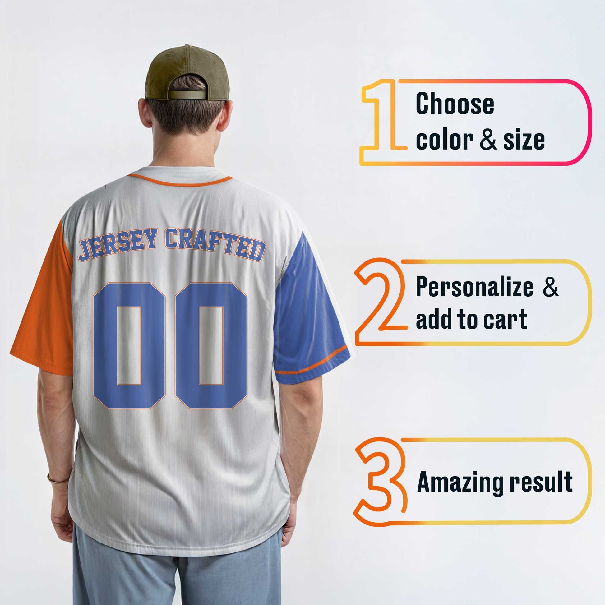 Custom Baseball Jersey White Orange and Blue With Piping - Design Your Own