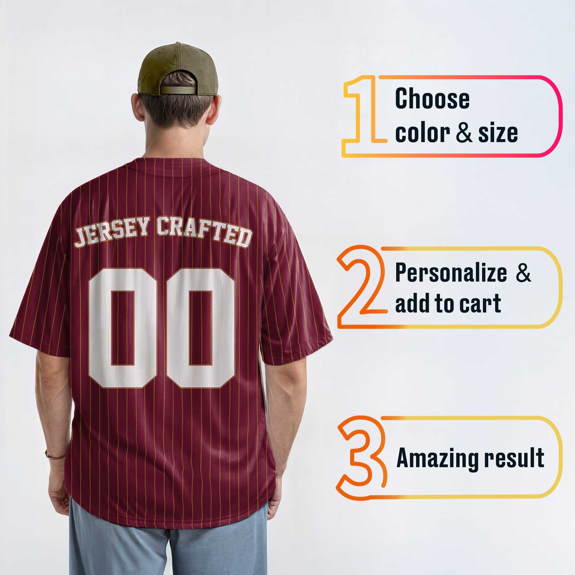 Custom Pinstripe Baseball Jersey Burgundy Gold and White - Design Your Own
