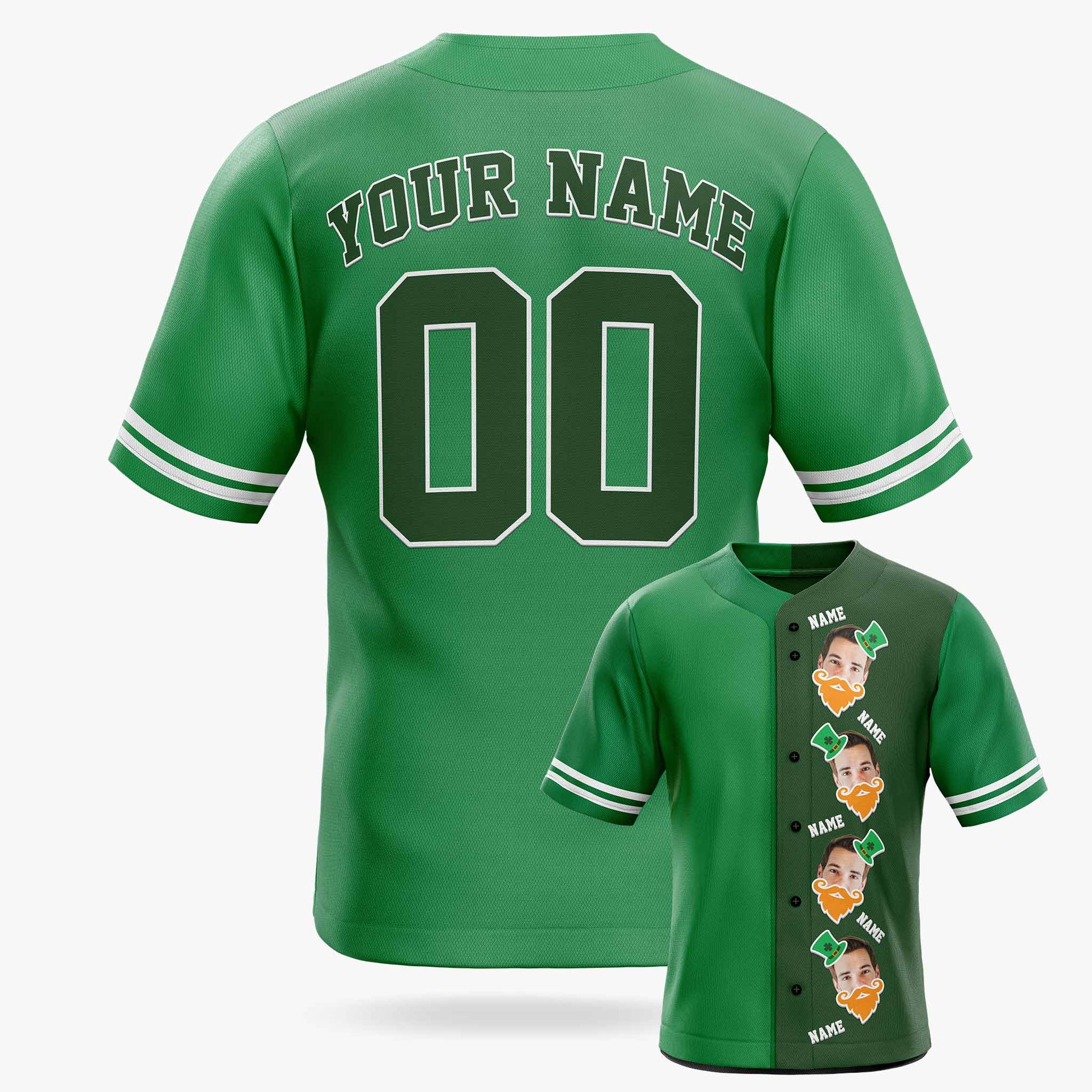Custom St. Patrick's Day Baseball Jersey Custom Photo - Design Your Own