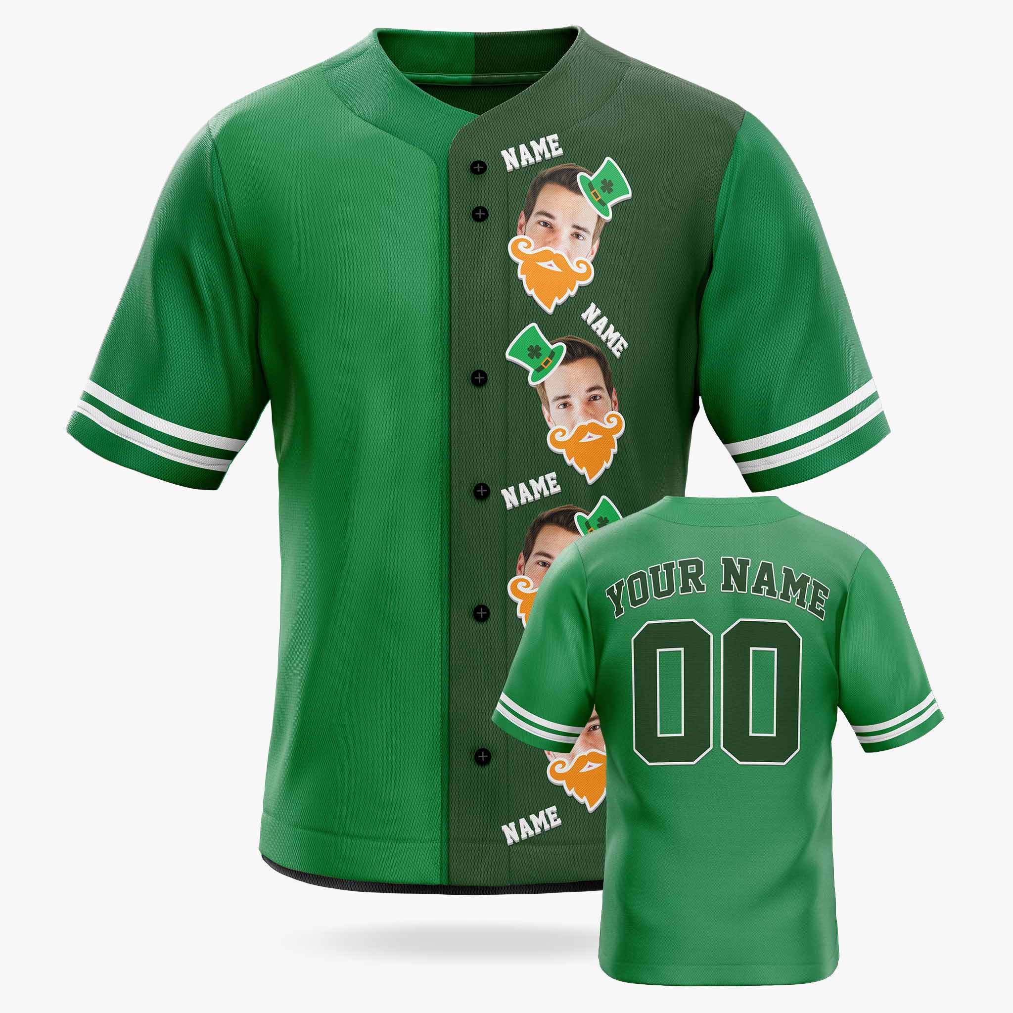 Custom St. Patrick's Day Baseball Jersey Custom Photo - Design Your Own