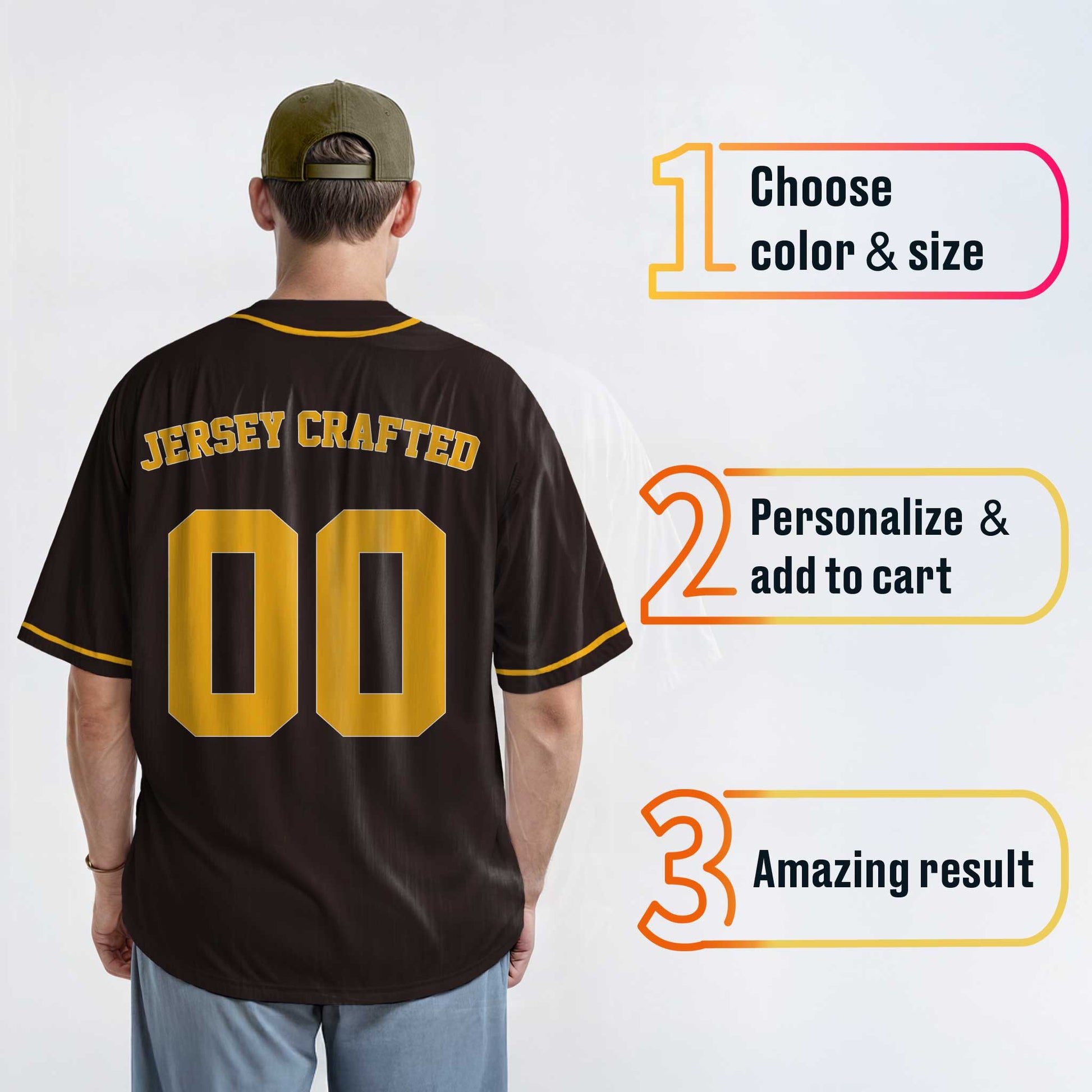 Custom Baseball Jersey Brown and Yellow - Design Your Own
