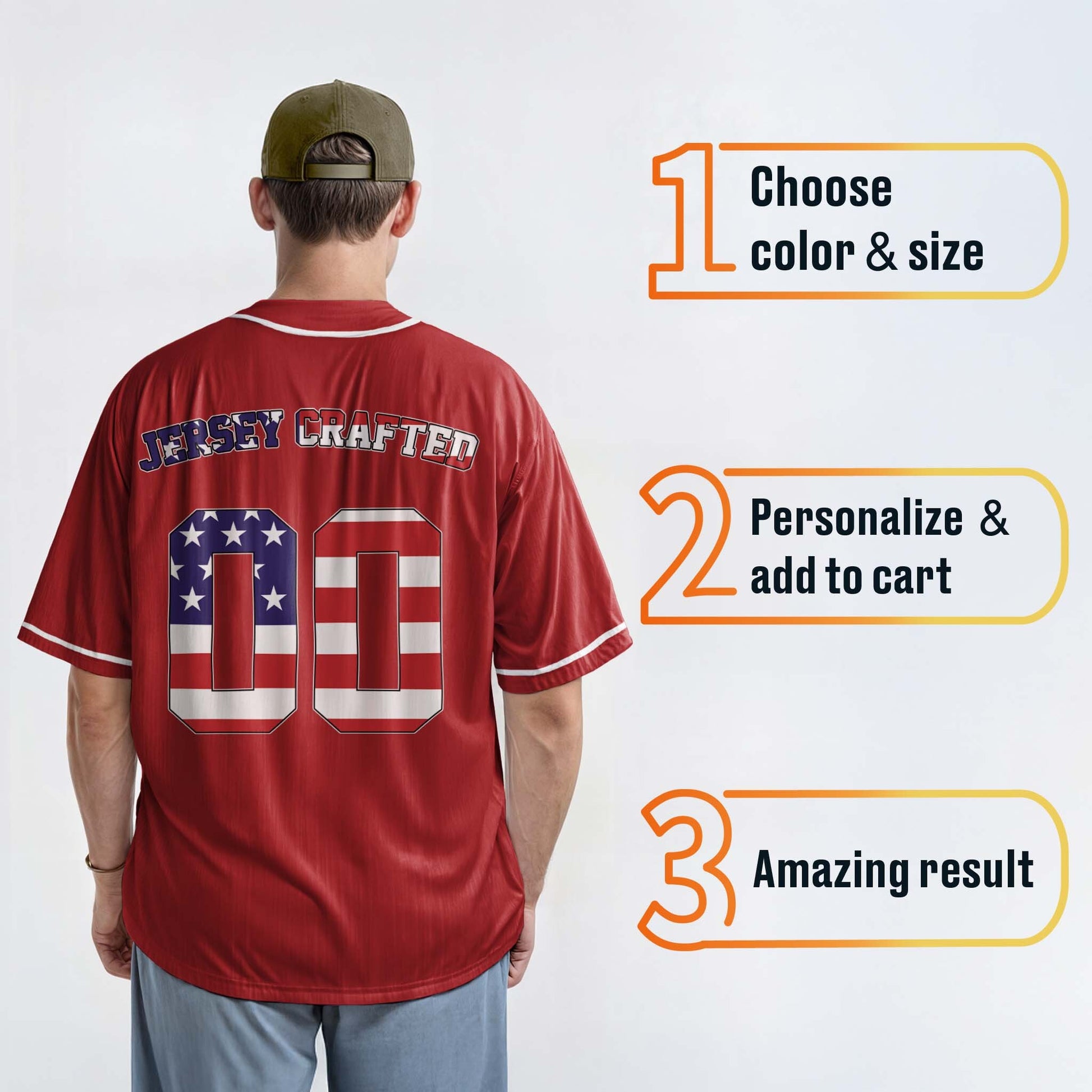Custom Patriotic Baseball Jersey Red and White With Piping - Design Your Own