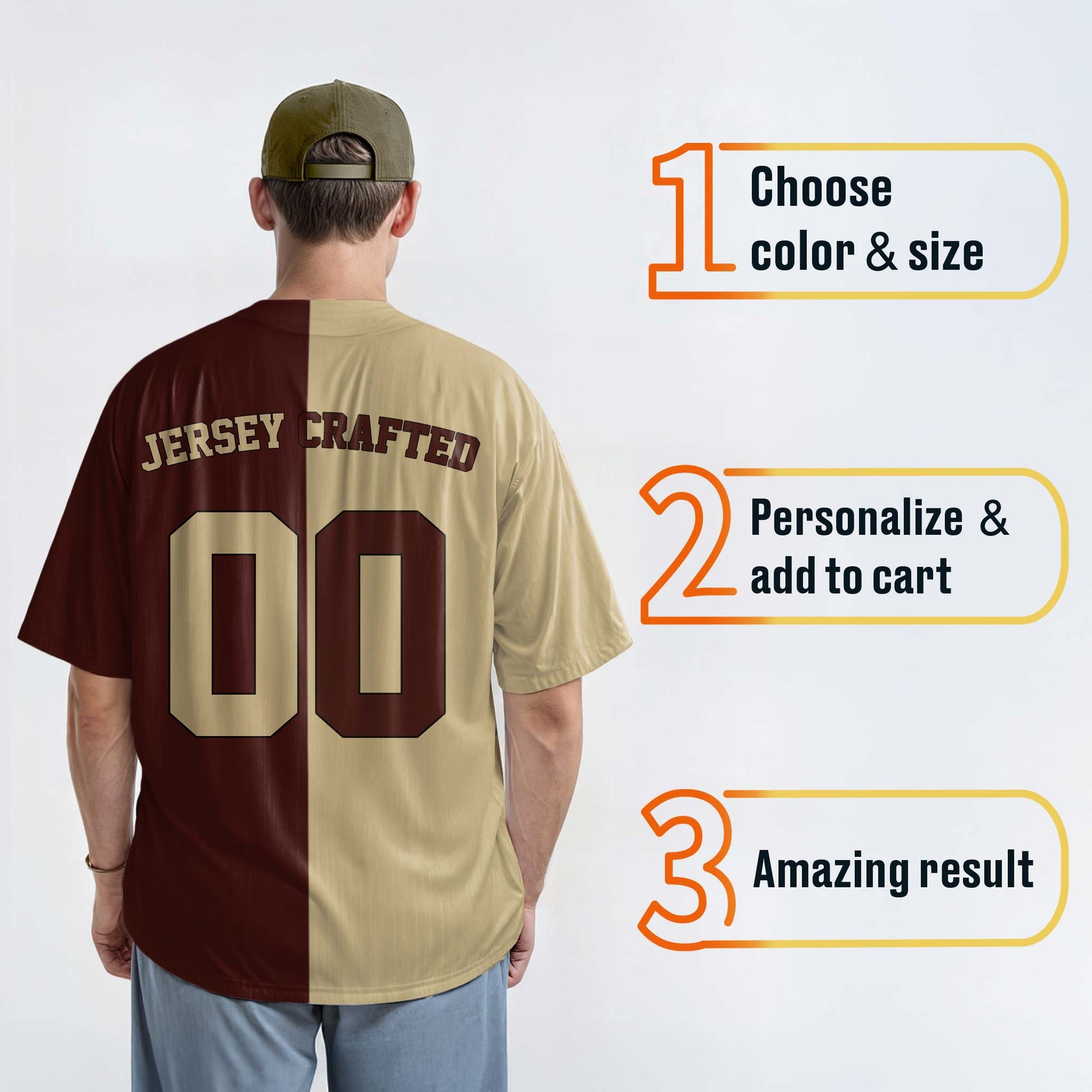 Custom Split Baseball Jersey Beige and Maroon - Design Your Own