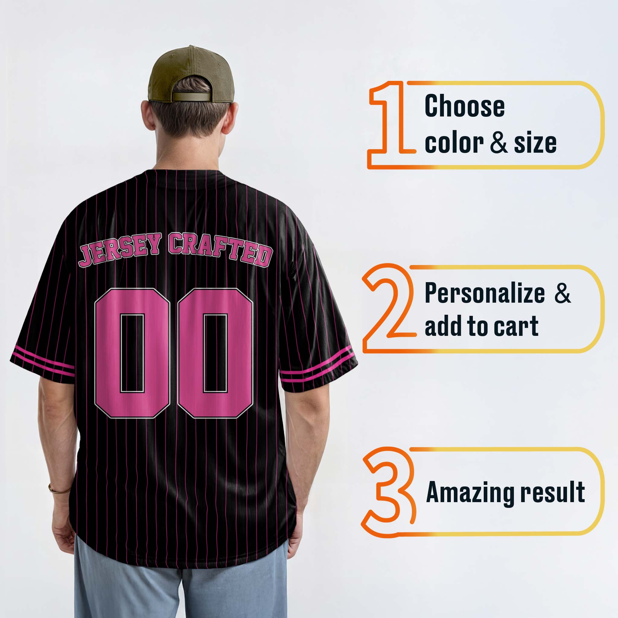 Custom Matching Couple Jerseys Black and Pink - Her King and His Queen - Design Your Own