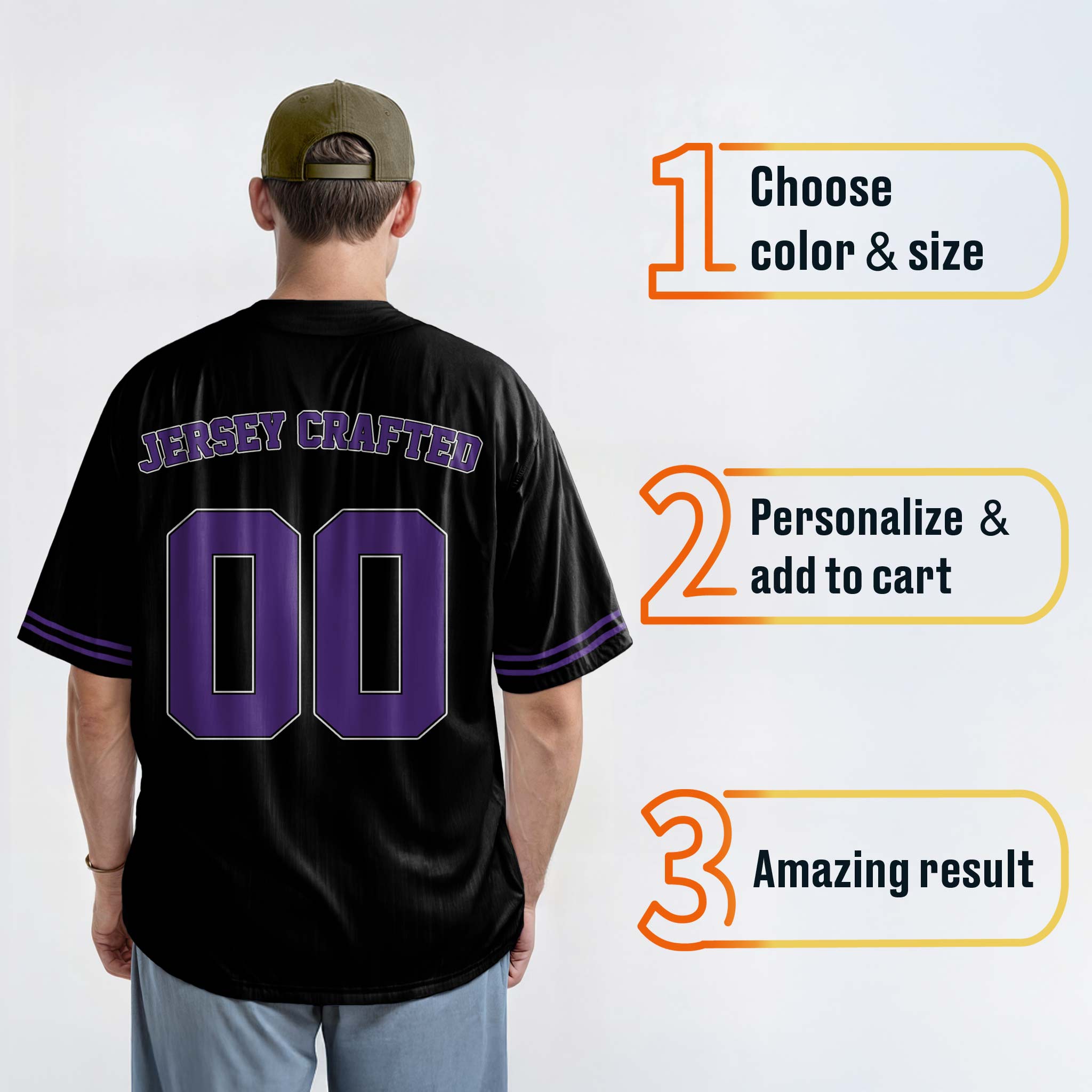 Custom Matching Couple Jerseys Black and Purple - Her King and His Queen - Design Your Own