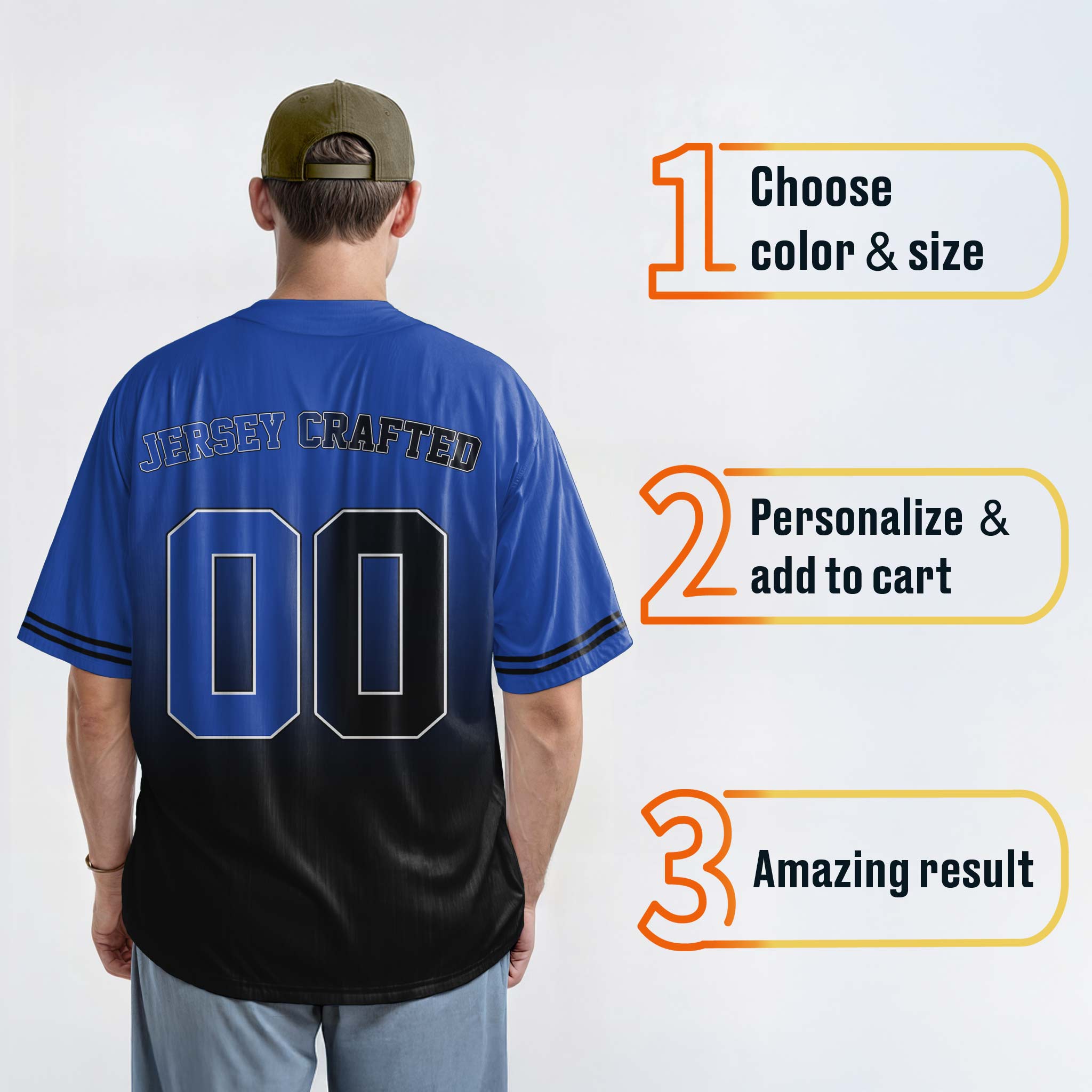 Custom Matching Couple Jerseys Gradient Blue and Black - King and Queen - Design Your Own