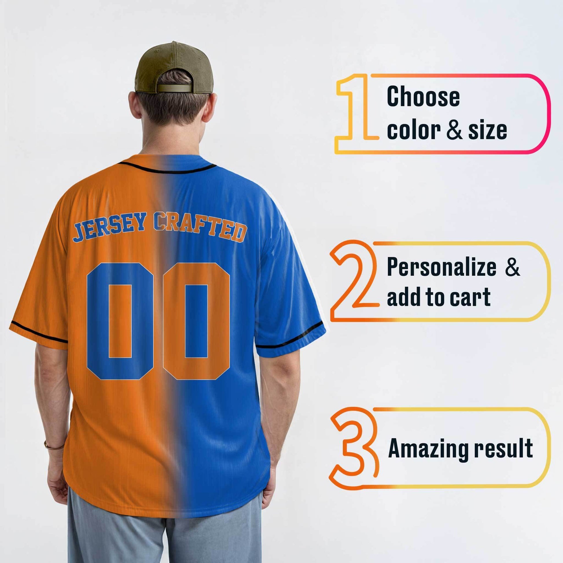 Custom Baseball Jersey Gradient Blue Orange - Design Your Own