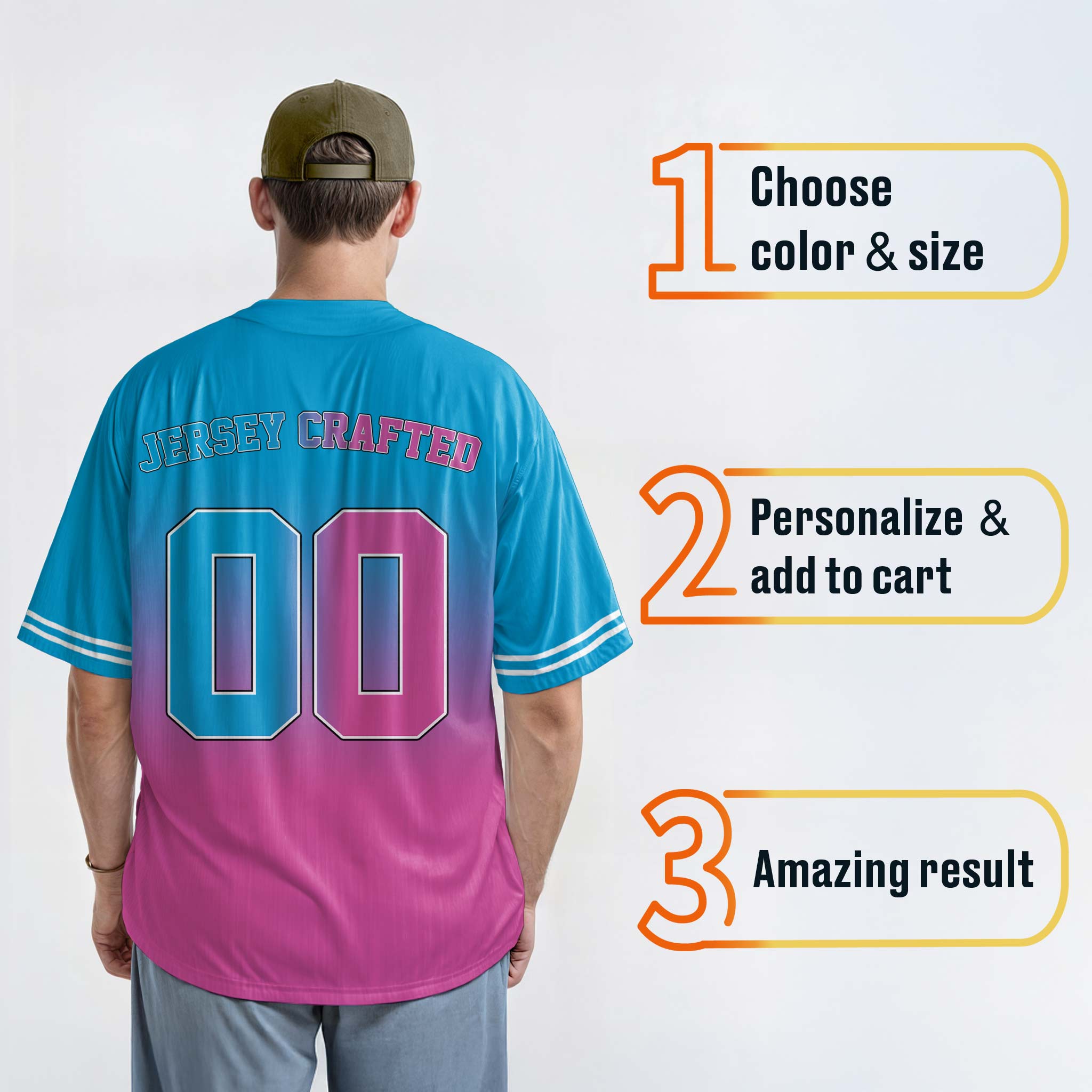 Custom Matching Couple Jerseys Gradient Blue and Pink - King and Queen - Design Your Own