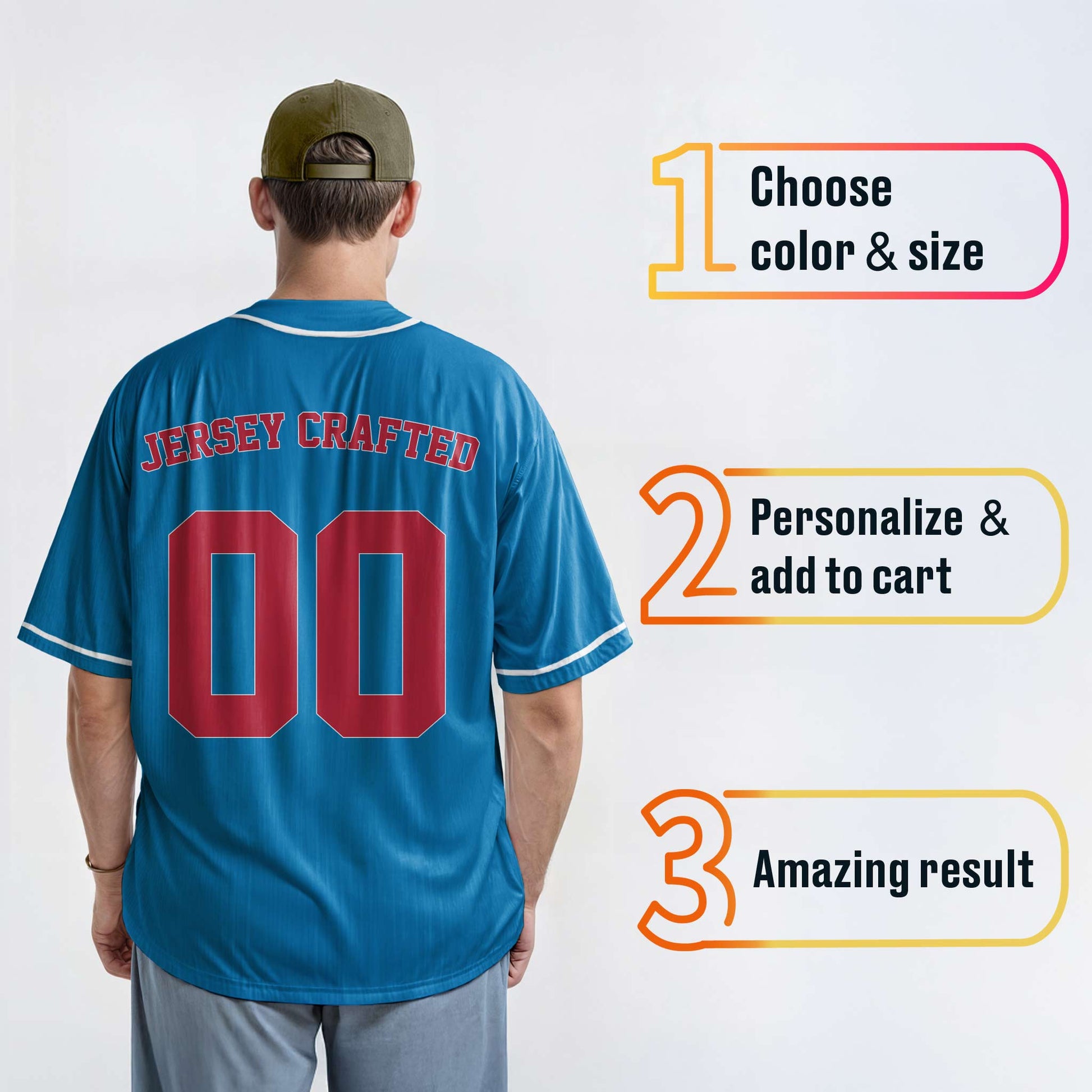 Custom Baseball Jersey Blue and Red with White Piping - Design Your Own