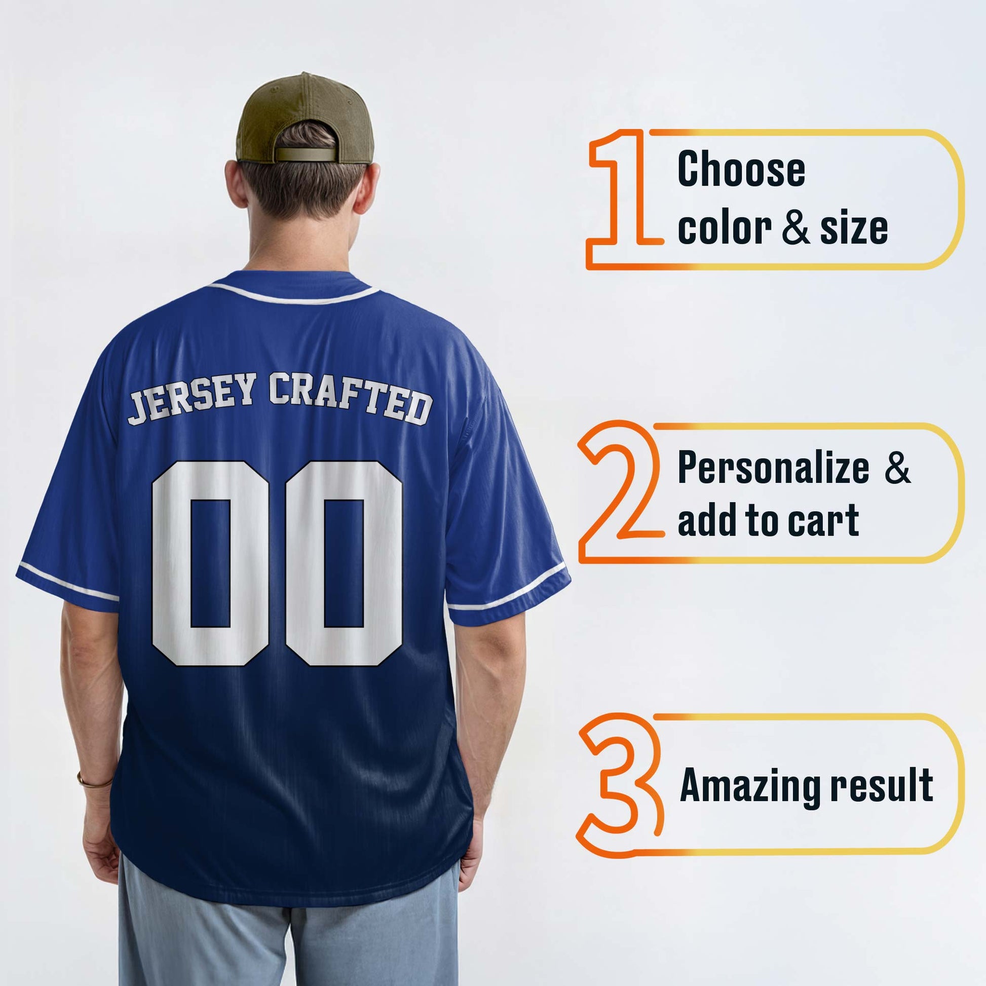Custom Gradient Baseball Jersey Cobalt and Navy With White Piping - Design Your Own