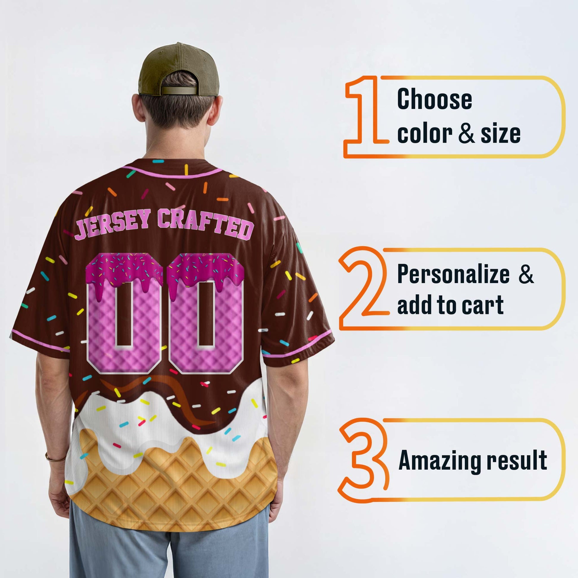 Custom Ice Cream Baseball Jersey Dark Brown and Pink with Piping - Design Your Own