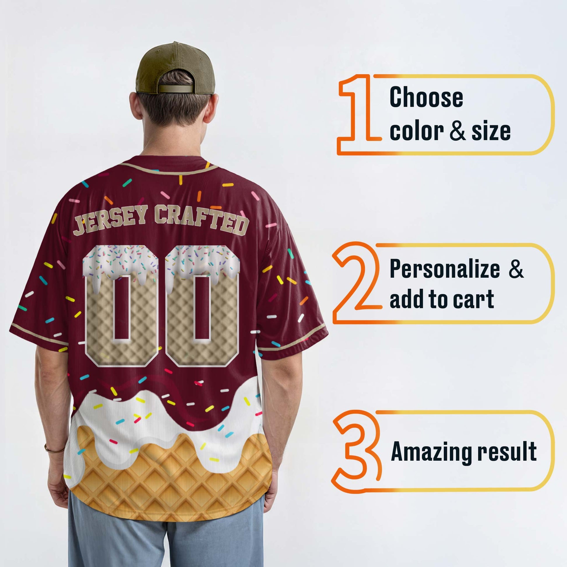Custom Ice Cream Baseball Jersey Brown and Beige with Piping - Design Your Own