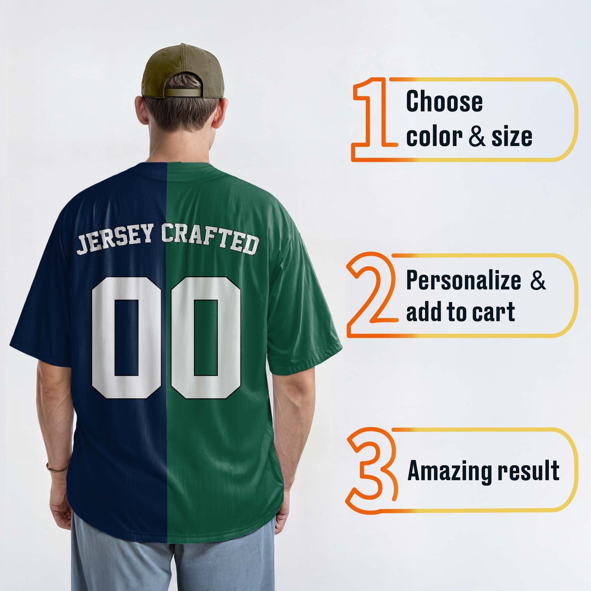Custom Split Baseball Jersey Green and Navy - Design Your Own