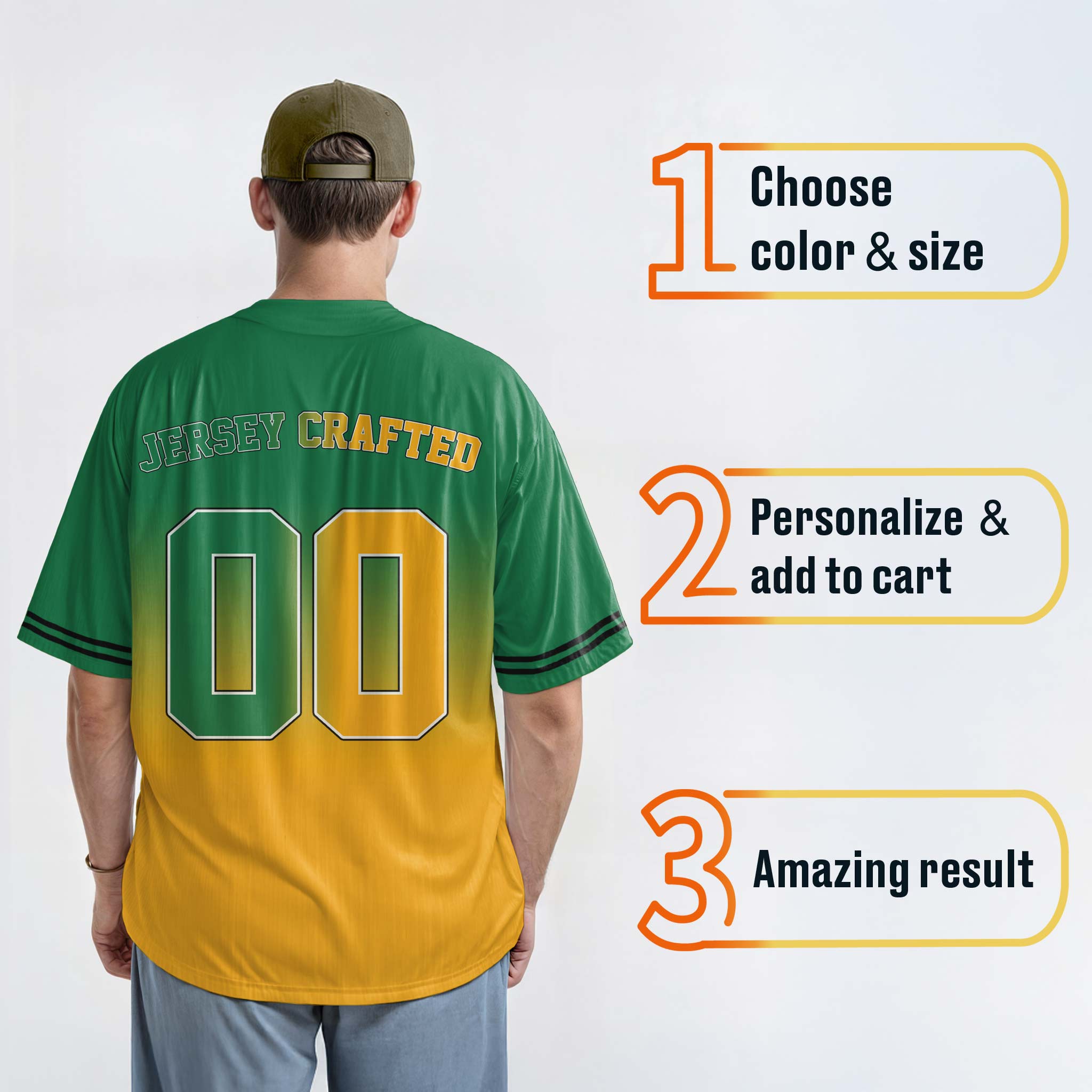Custom Matching Couple Jerseys Gradient Green and Yellow - King and Queen - Design Your Own