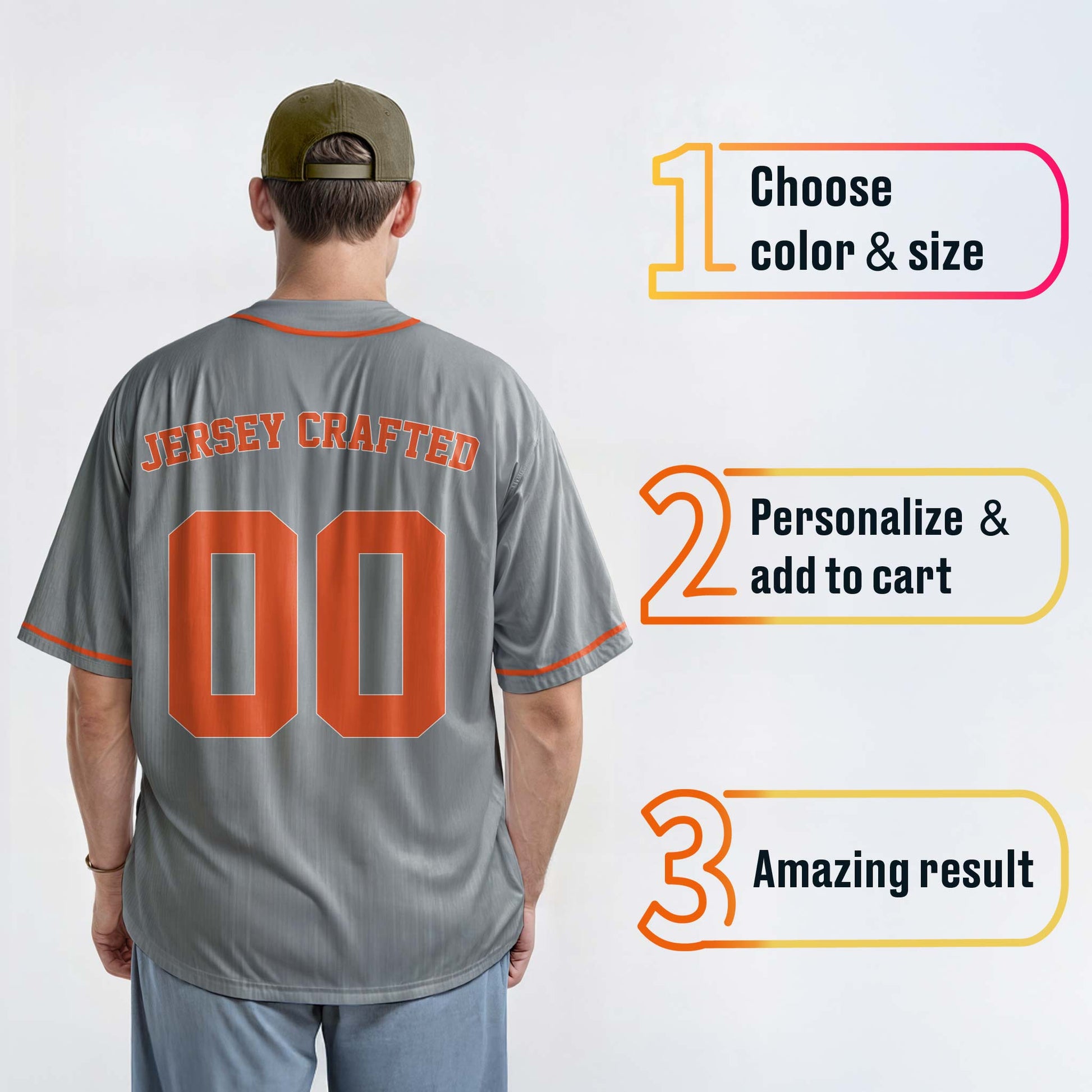 Custom Baseball Jersey Gray and Orange - Design Your Own