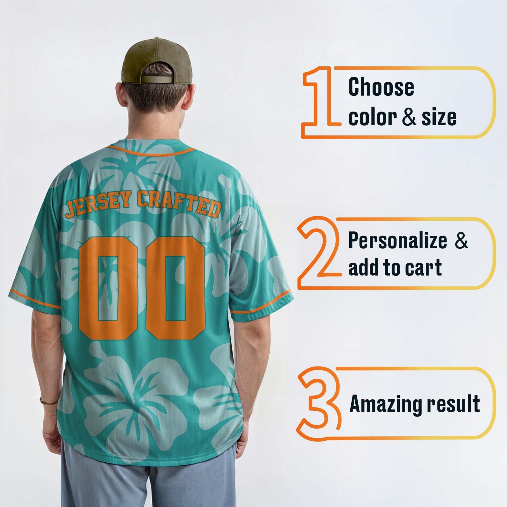 Custom Hawaiian Baseball Jersey Blue and Orange With Piping - Design Your Own
