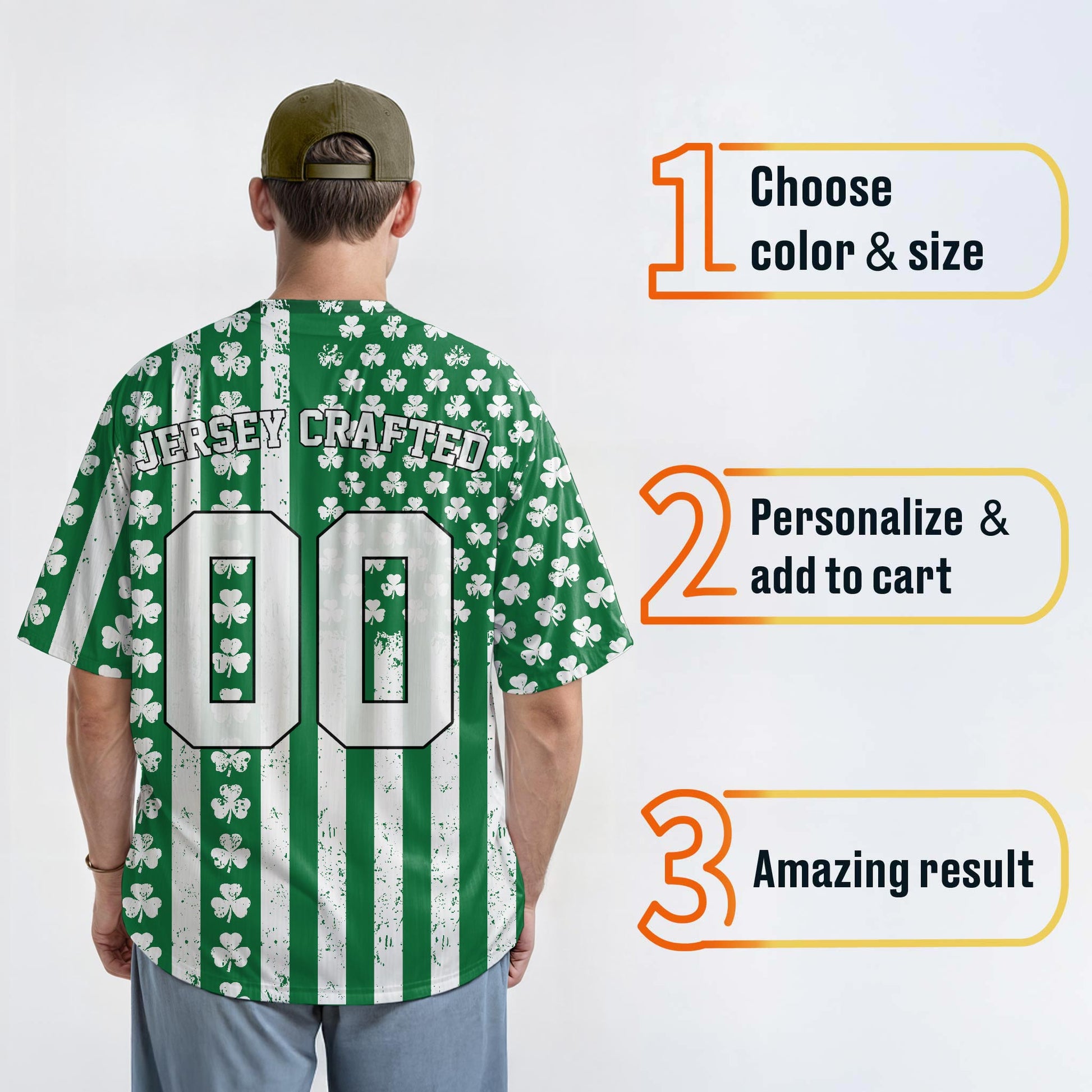 Custom St. Patrick's Day Baseball Jersey Irish Flag - Design Your Own