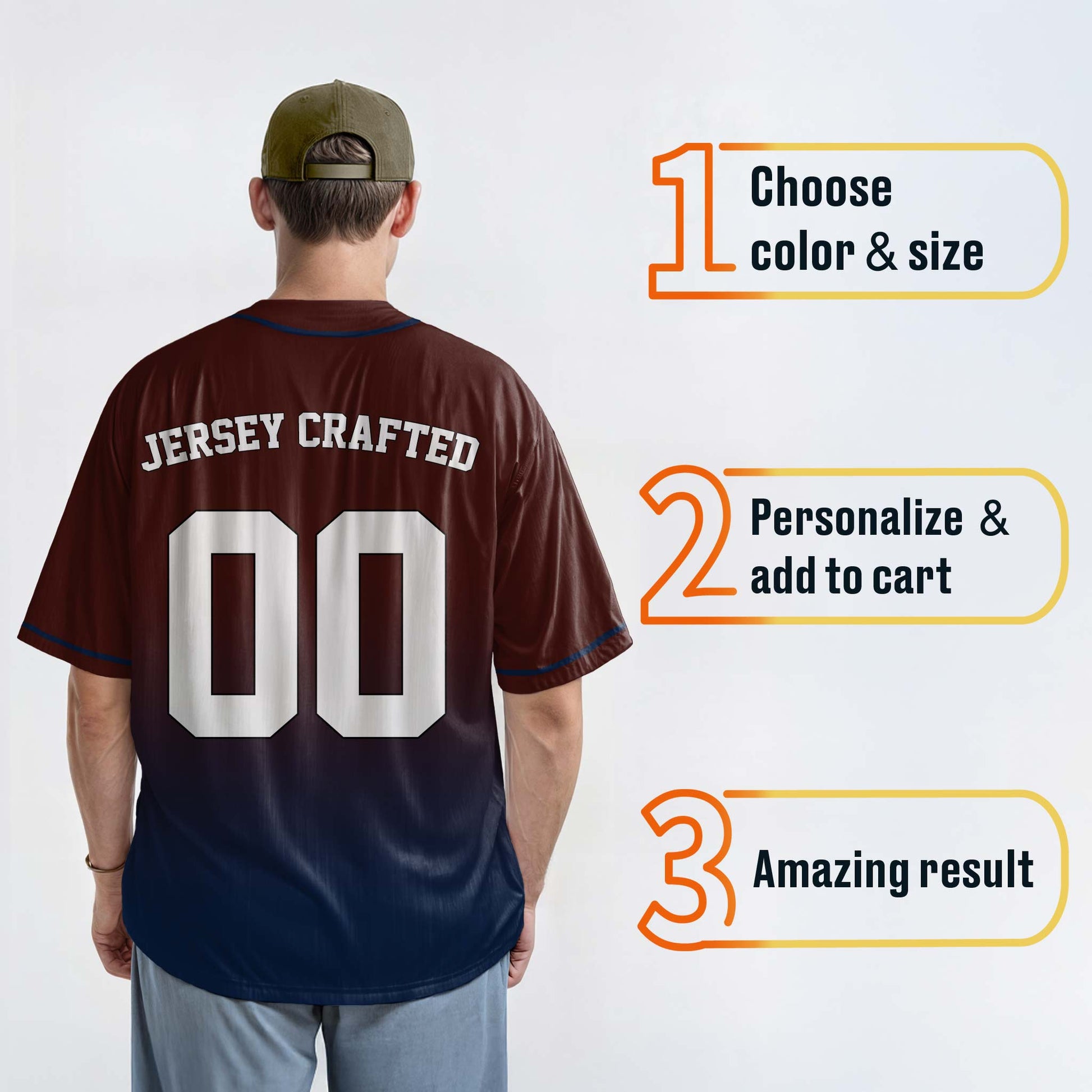 Custom Gradient Baseball Jersey Maroon and Navy With Piping - Design Your Own