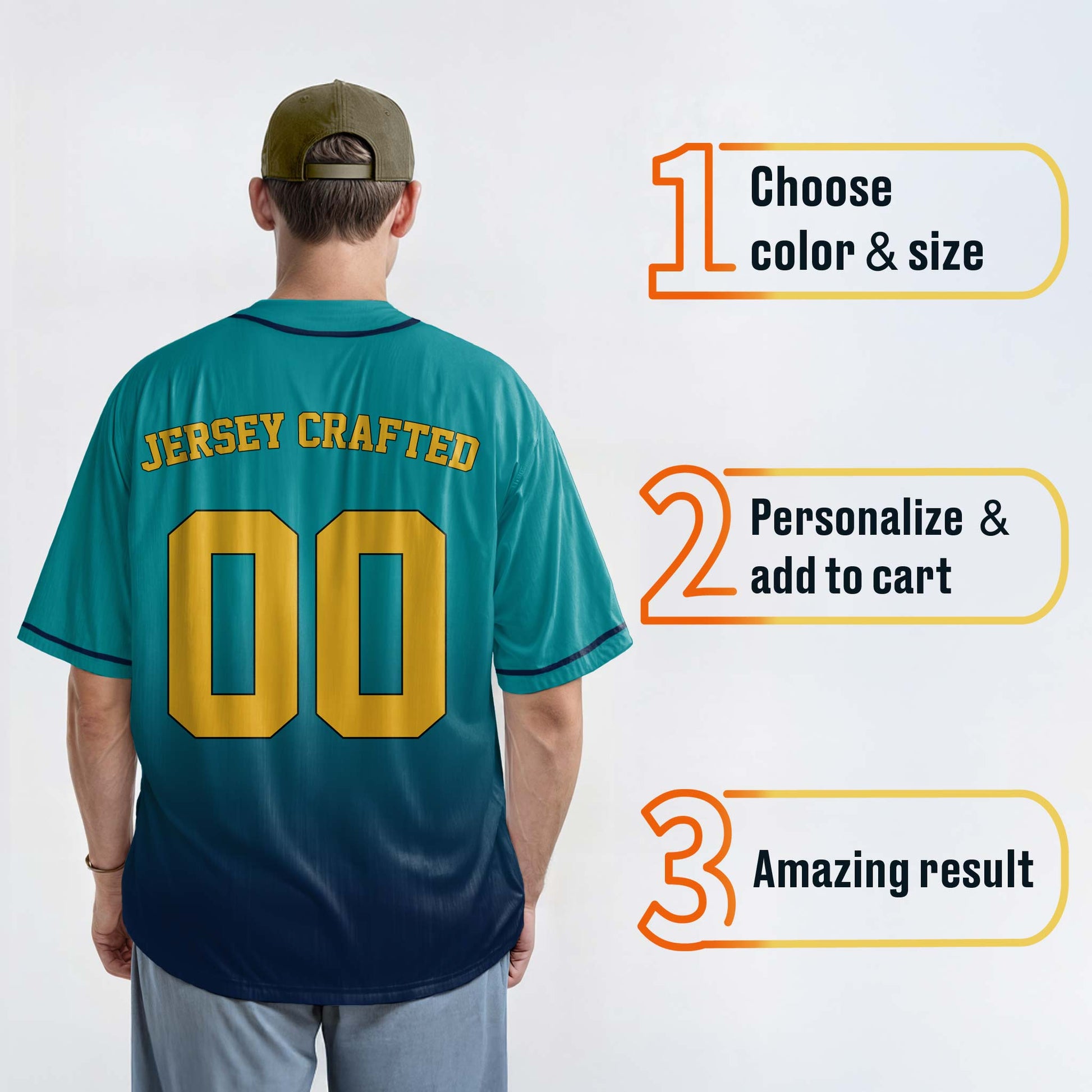 Custom Gradient Baseball Jersey Mint and Navy With Piping - Design Your Own