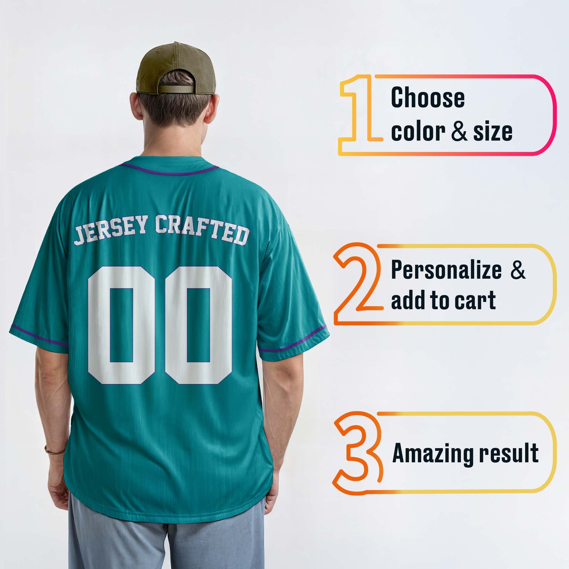 Custom Baseball Jersey Mint Purple White - Design Your Own