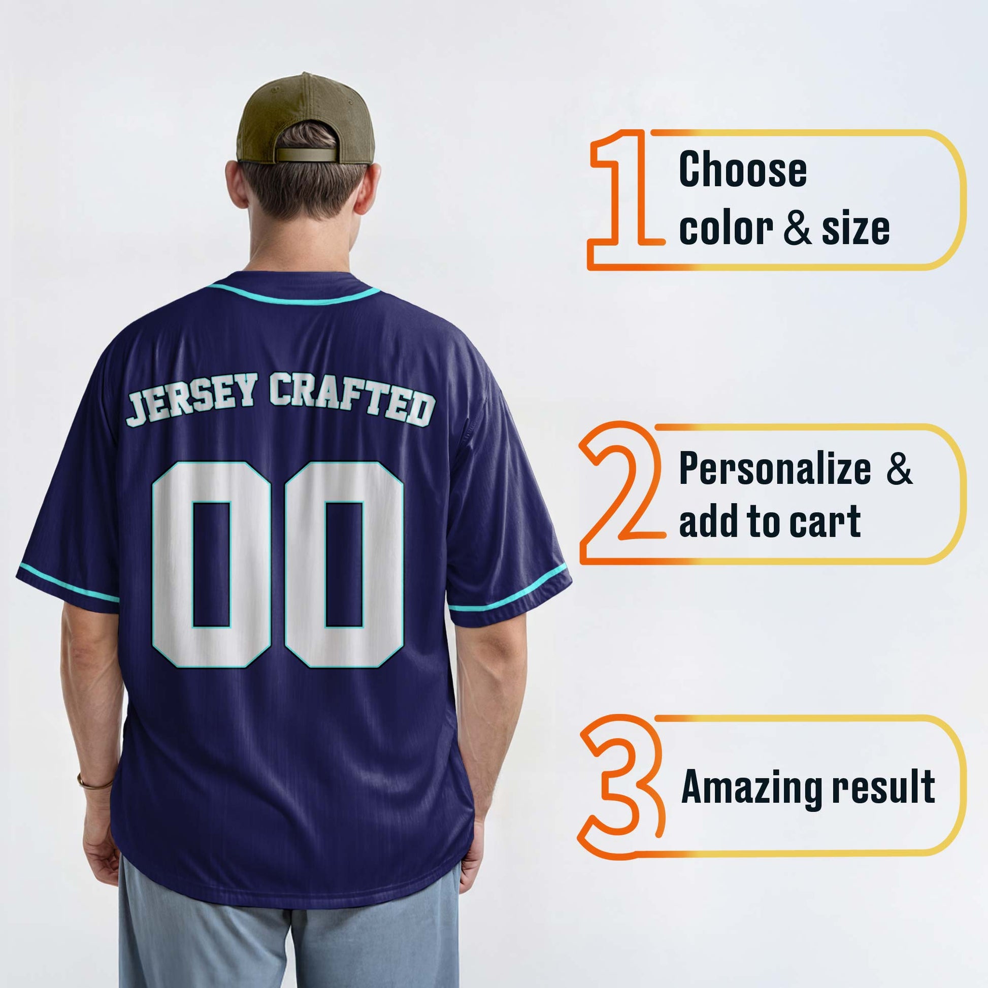 Custom Baseball Jersey Navy and Black With Turquoise Piping - Design Your Own