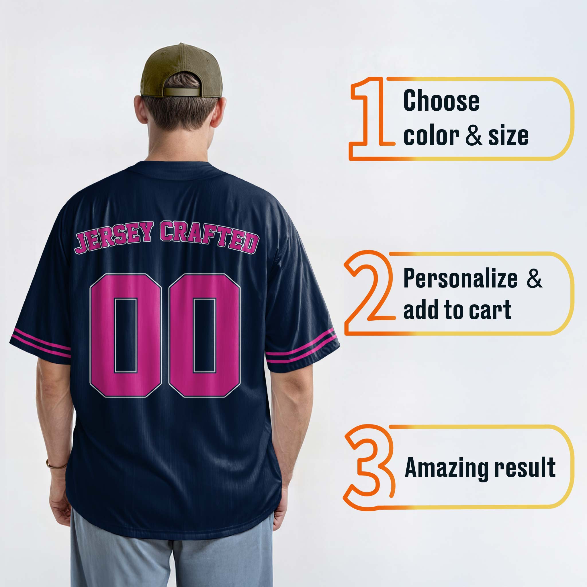 Custom Matching Couple Jerseys Navy and Pink - King and Queen - Design Your Own