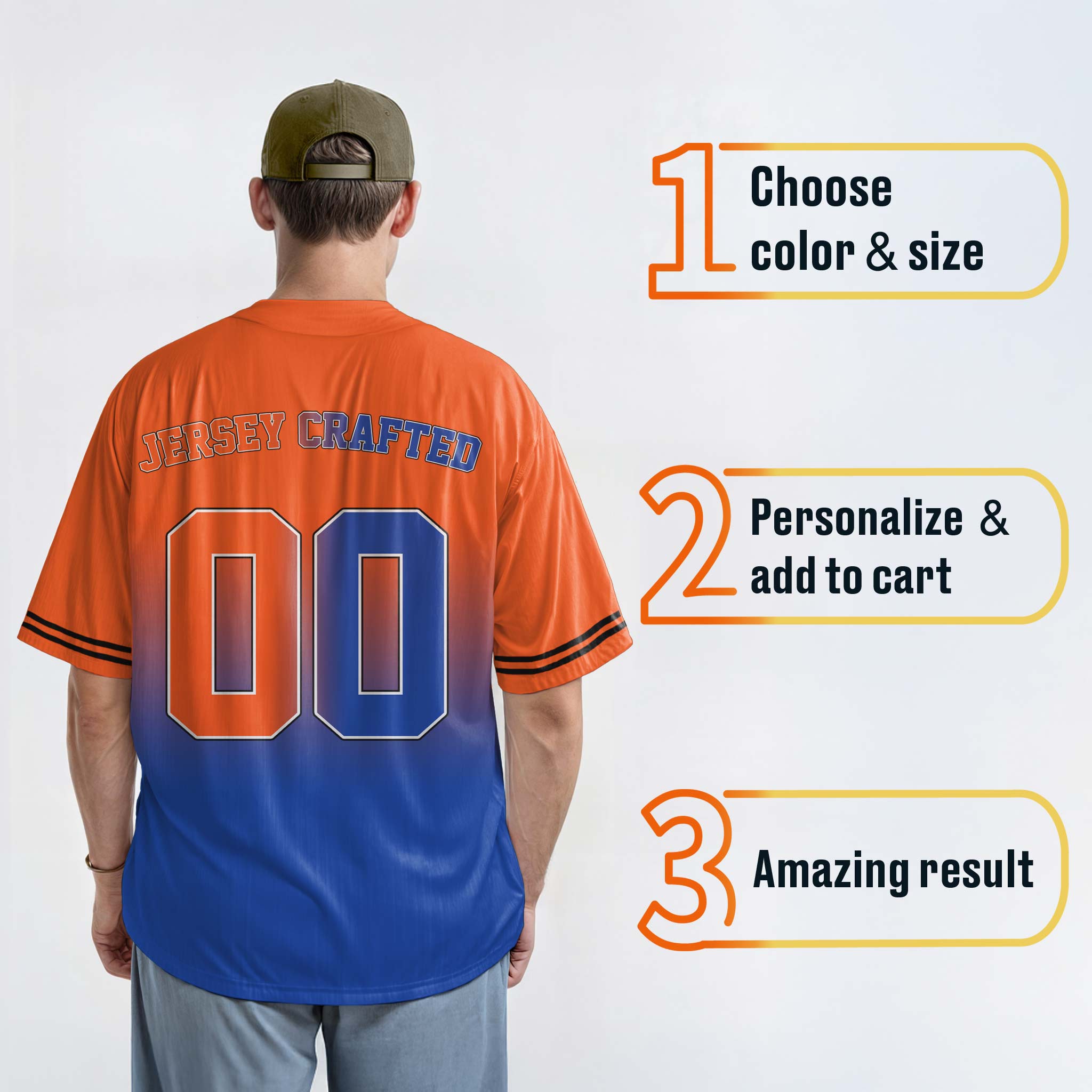 Custom Matching Couple Jerseys Gradient Orange and Cobalt - King and Queen - Design Your Own