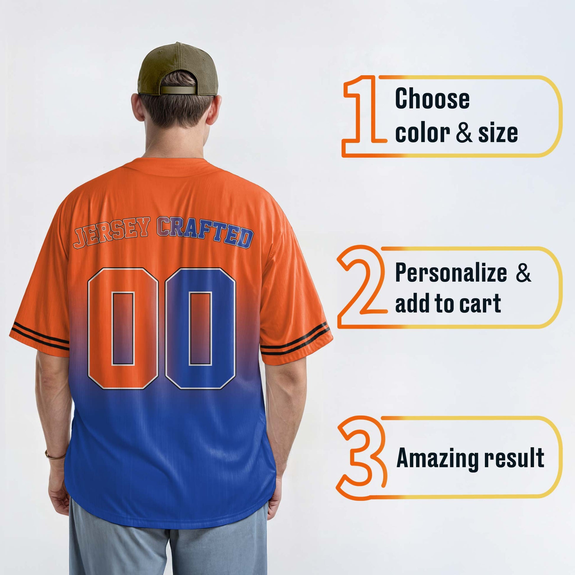 Custom Matching Couple Jerseys Gradient Orange and Cobalt - Her King and His Queen - Design Your Own