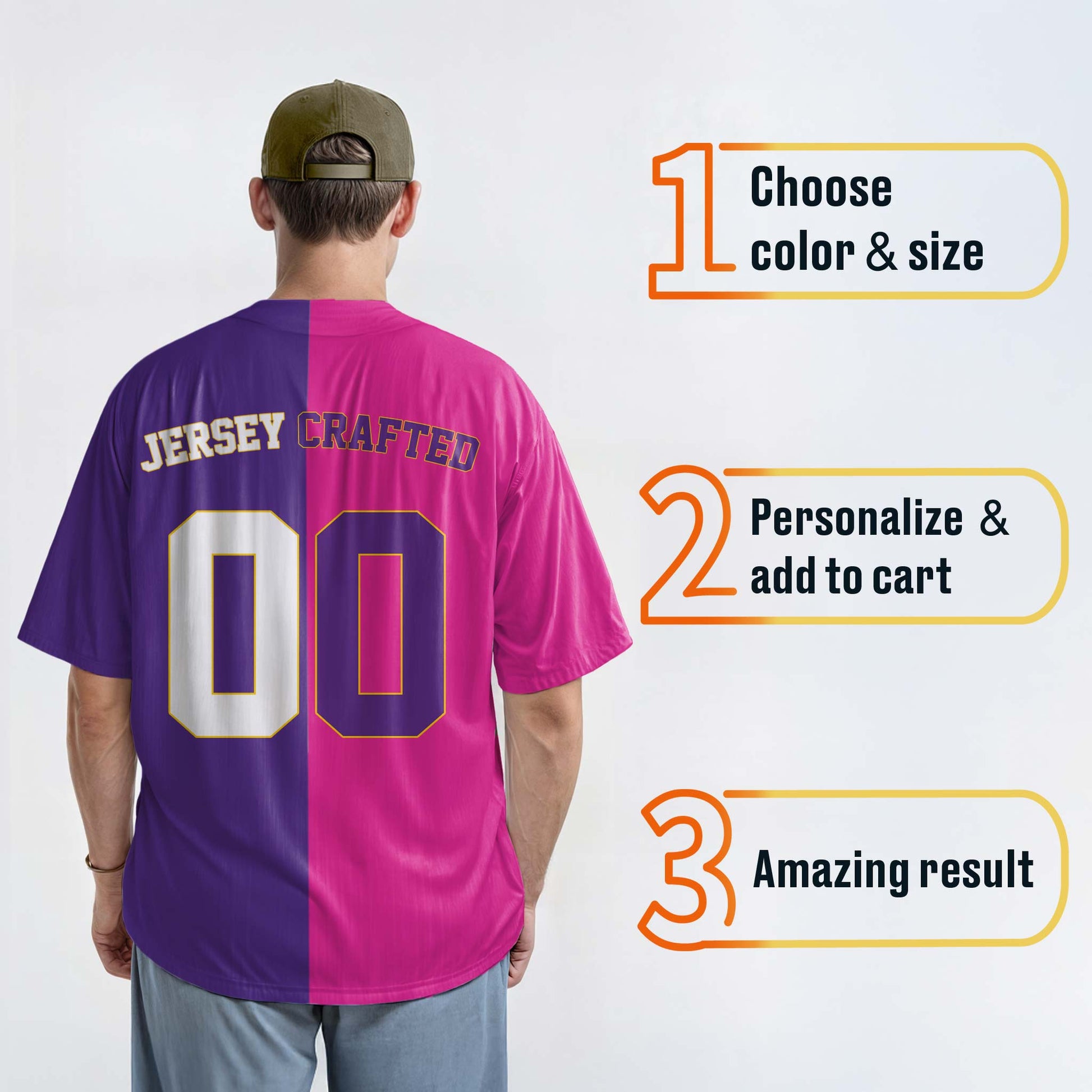 Custom Split Baseball Jersey Pink and Purple - Design Your Own
