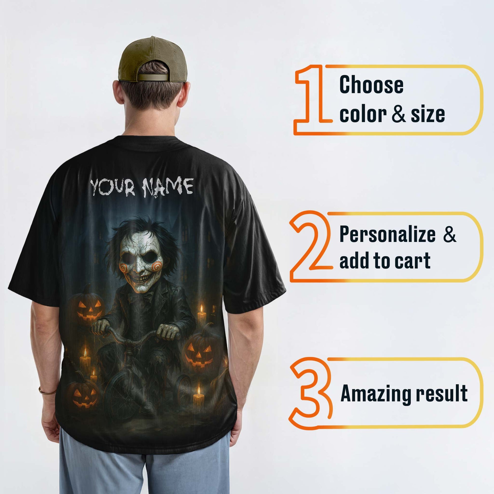 Custom Halloween Baseball Jersey - Horror Movie Design Play Game - Add Your Name