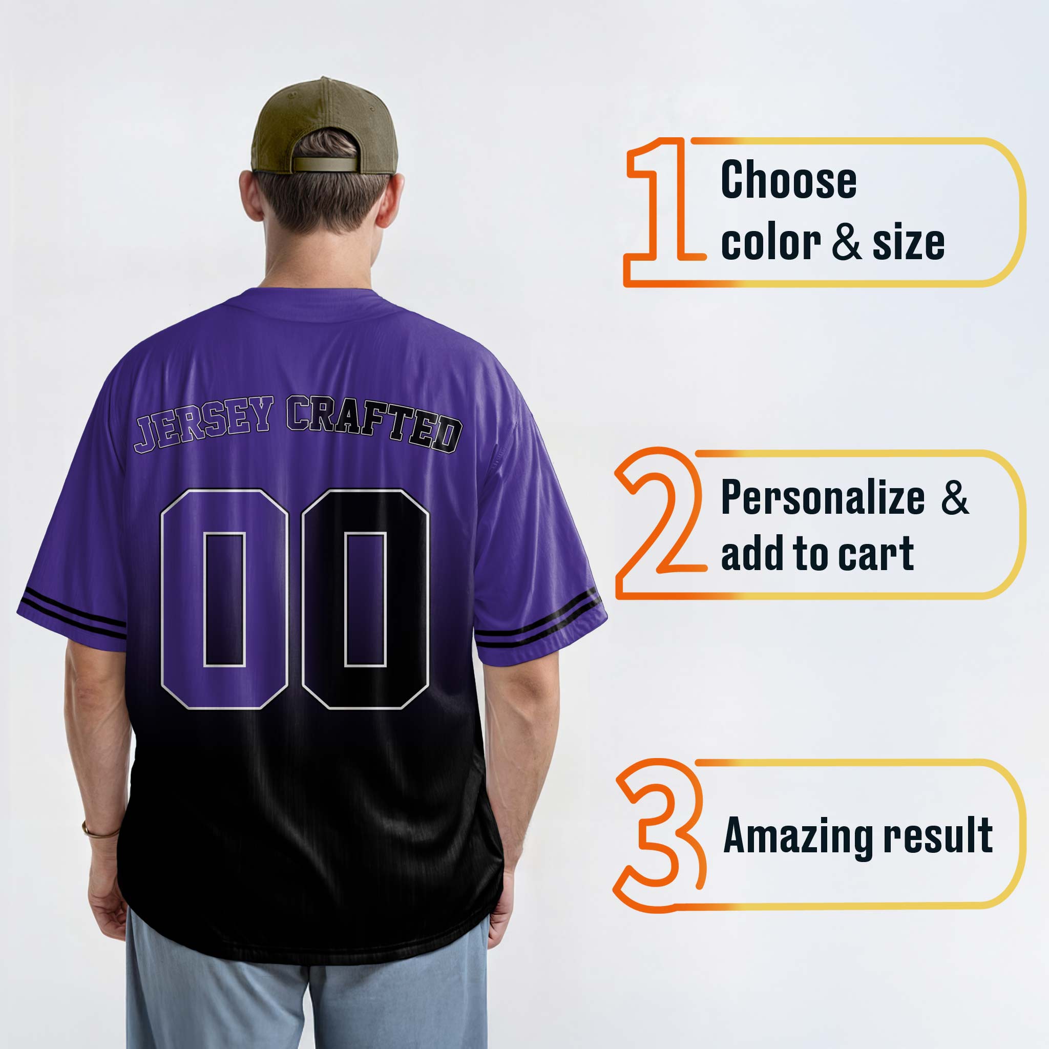 Custom Matching Couple Jerseys Gradient Purple and Black - King and Queen - Design Your Own