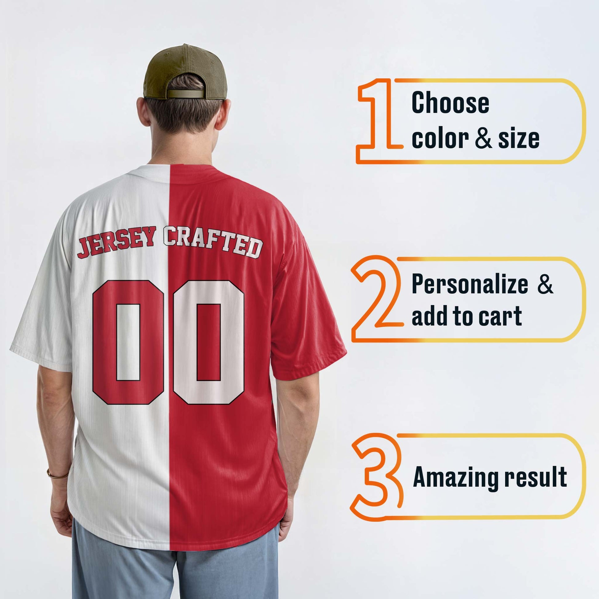 Custom Split Baseball Jersey Red and White - Design Your Own