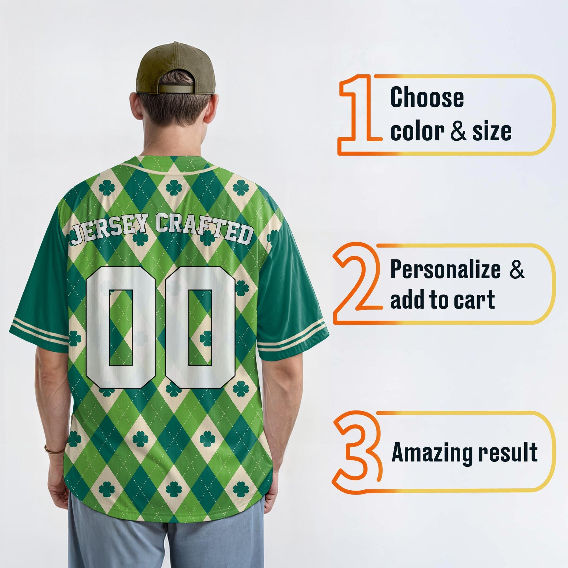 Custom St. Patrick's Day Baseball Jersey Shamrock & Lucky - Design Your Own